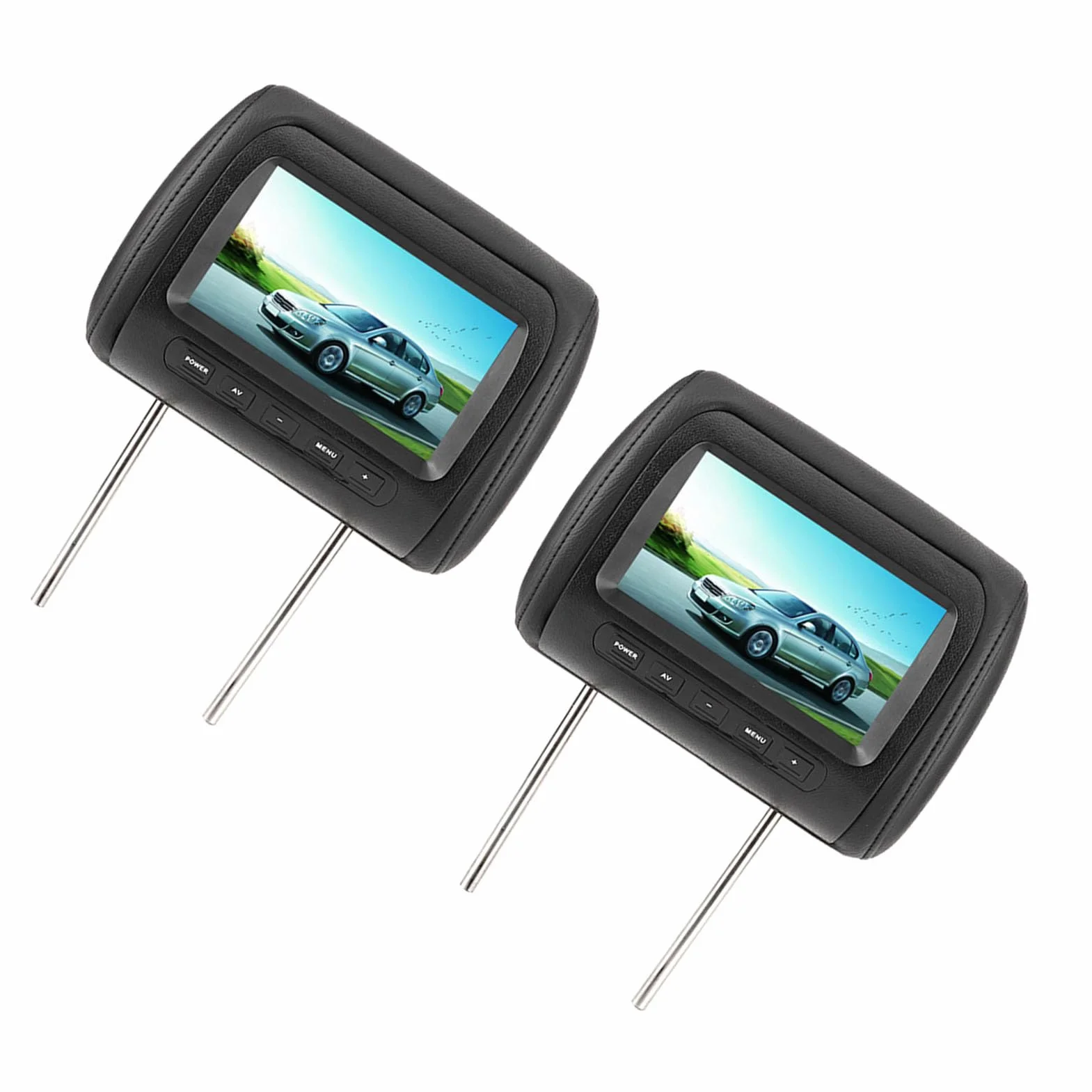 Eacam 7 In Display DVD CAR, Dispaly del Poggiatesta Nero con Schermo HD, Trasmettitore a Infrarossi a Doppio Canale per Modelli Universali, Controllo Wireless, 2 Input Video