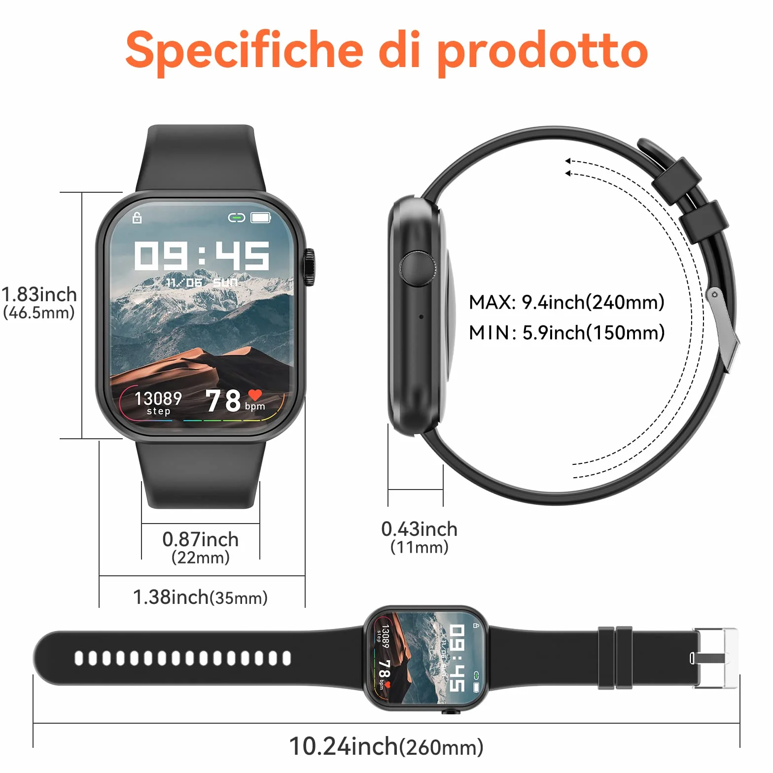 Hwagol Smartwatch Uomo Donna, 1.85'' Orologio Smartwatch con Chiamata Bluetooth, Smart Watch con Contapassi/Sonno/SpO2/Cardiofrequenzimetro, 140+ Sportive Orologio Fitness per Android iPhone