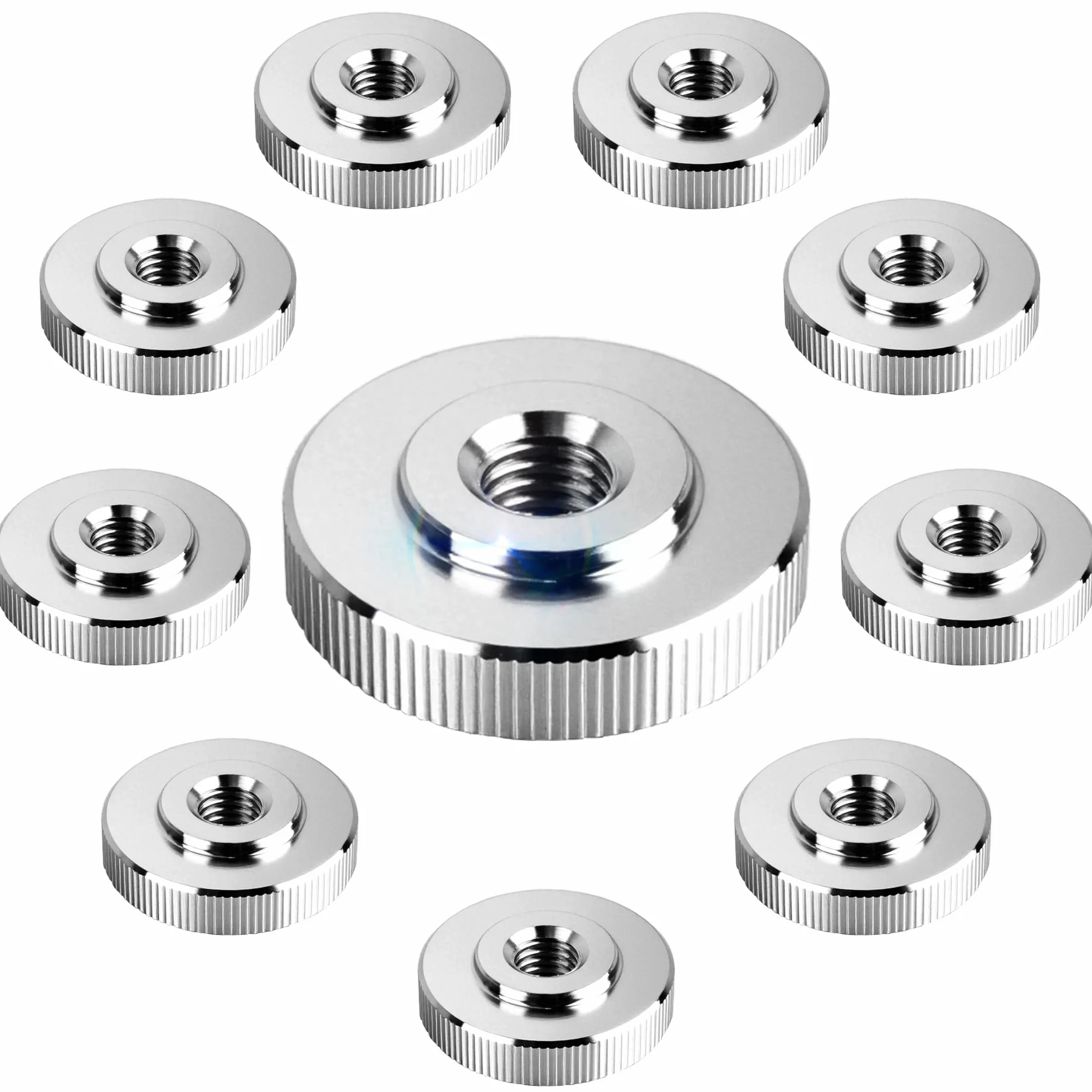 Dadi Zigrinati DIN 467 M6 Acciaio Inox Rotonde Stringere a Mano Parti Fissaggio Manopole Femminile Filettato Foro Passante Macchine Utensili