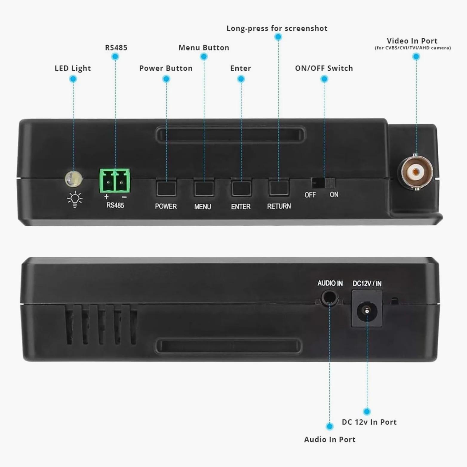 Tester CCTV Tester for Telecamera IP da Polso Portatile da 4 Pollici Tester CCTV 4K H.265 IP CVBS CVI TVI AHD Tester for Telecamera analogica con Poe/IP(with Wire Tracker)