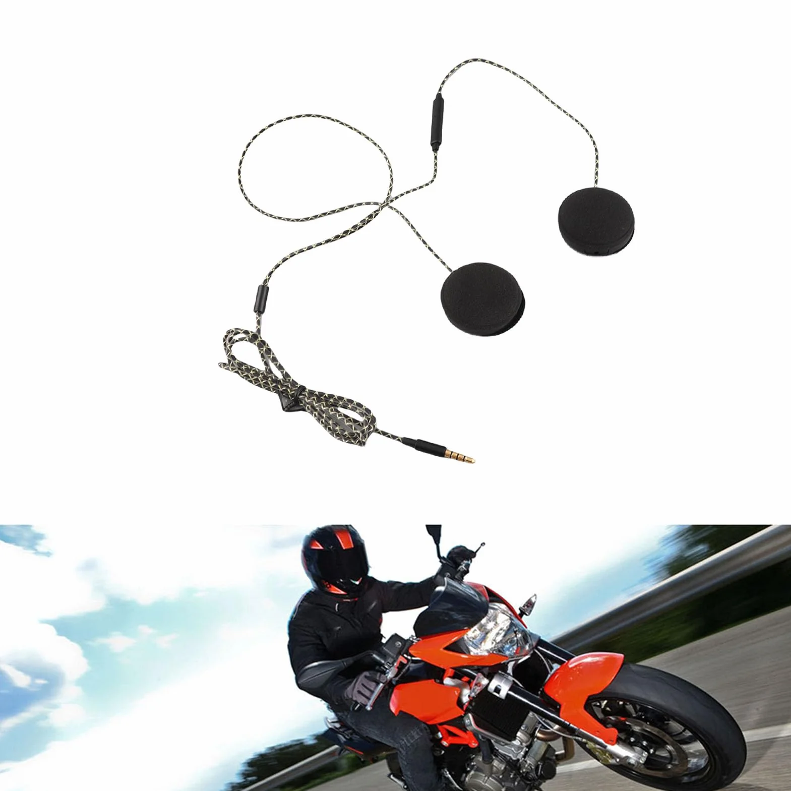 Mono Helmet Speaker - Cuffie per casco moto Cuffie Altoparlanti Supporto chiamata a mani libere Cuffie cablate Casco interfono per motociclette Auricolare Stereo per Ios Android