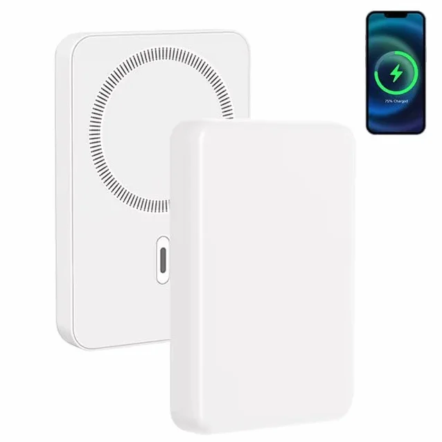 Caricatore Wireless Magnetico 15W, Tecnologia di Dissipazione del Calore a Grafene, Controllo della Temperatura in Tempo Reale, Bianco