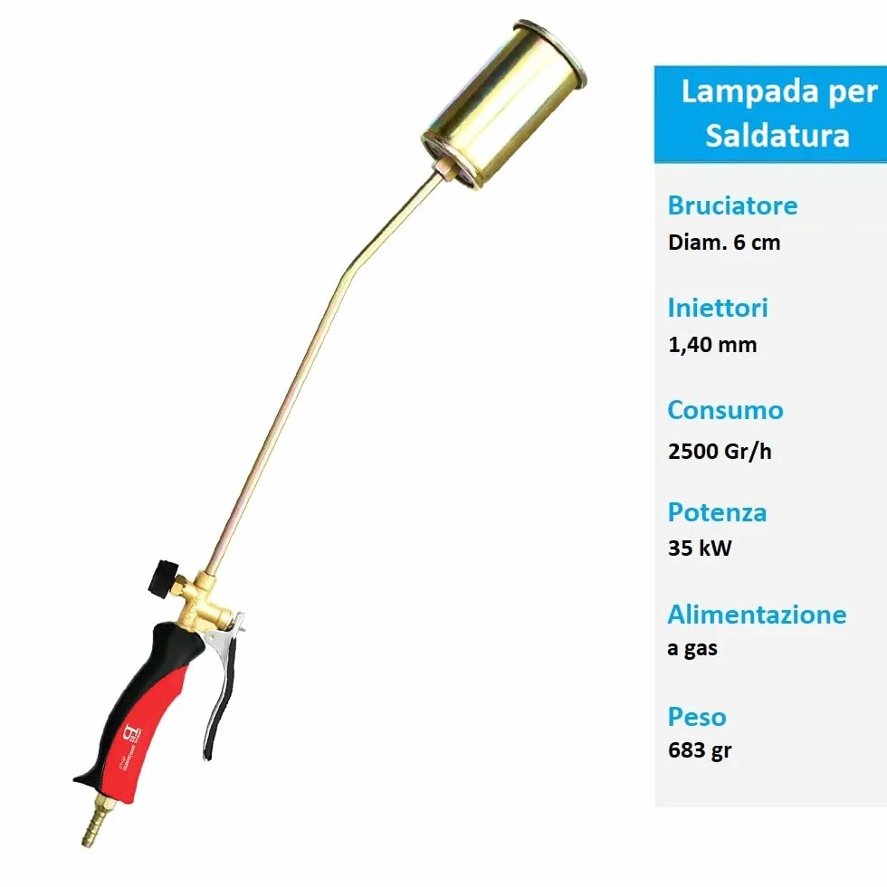 Bruciatore a Gas 35Kw 60 cm per Saldature a Leva Pistola per Asfalto Sverniciatura
