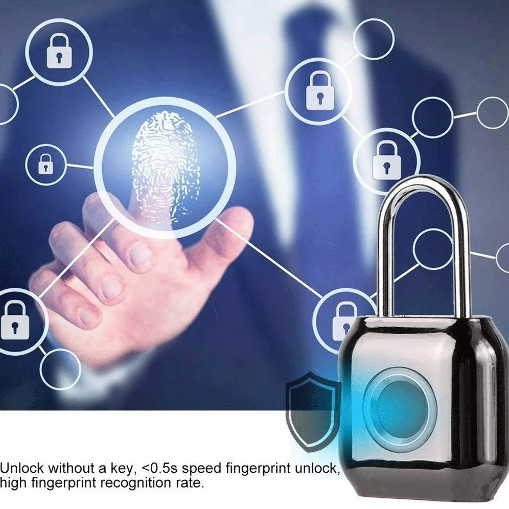 Lucchetto per impronte digitali Smart Touch Lock Metallo Impermeabile IP65 Antifurto Int Keyless per palestra Armadietto Zaino da scuola Valigia Bagagli da viaggio