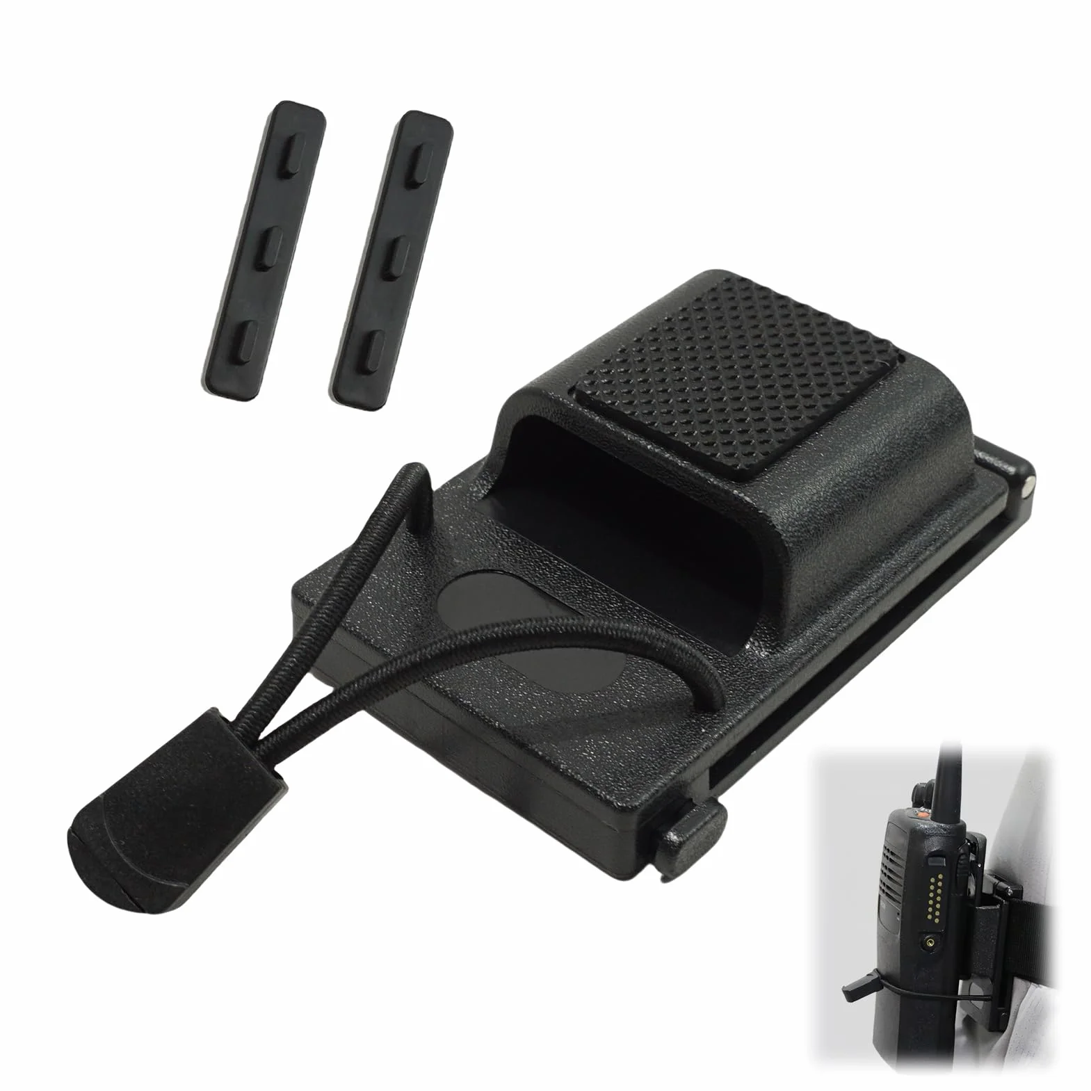 Supporto per Walkie Talkie con Clip per Cintura da 25-58mm, Compatibile con Gilet Mo-lle e Cinture di Servizio, Accessorio Radio per Forze dell'Ordine, Colore Nero