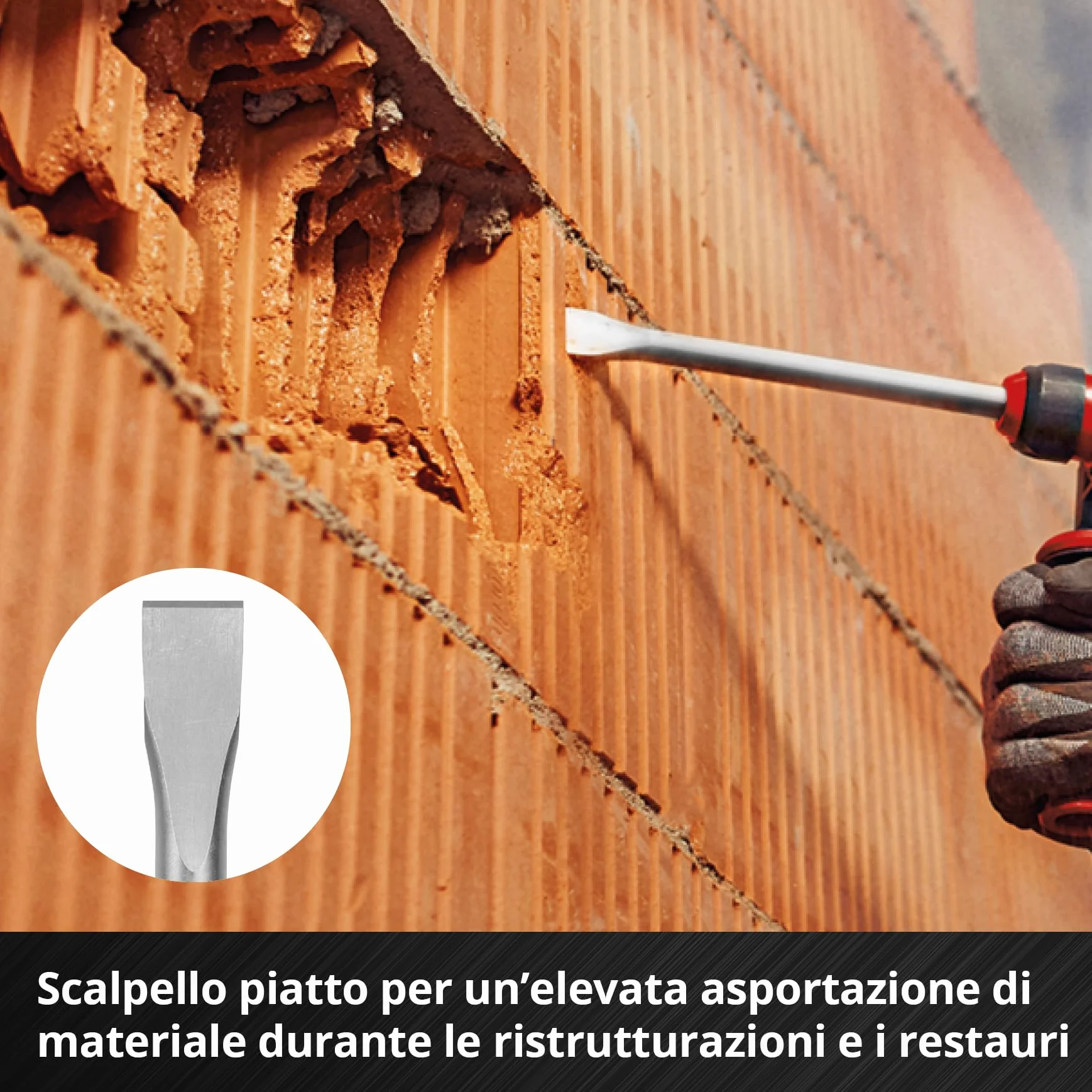 Originale Einhell set di scalpelli SDS Max da 3 pezzi, 400 mm (scalpello a punta, scalpello piatto da 25 mm, scalpello a vanga da 40 mm, acciaio 40 Cr, per lavori di demolizione e ristrutturazione)