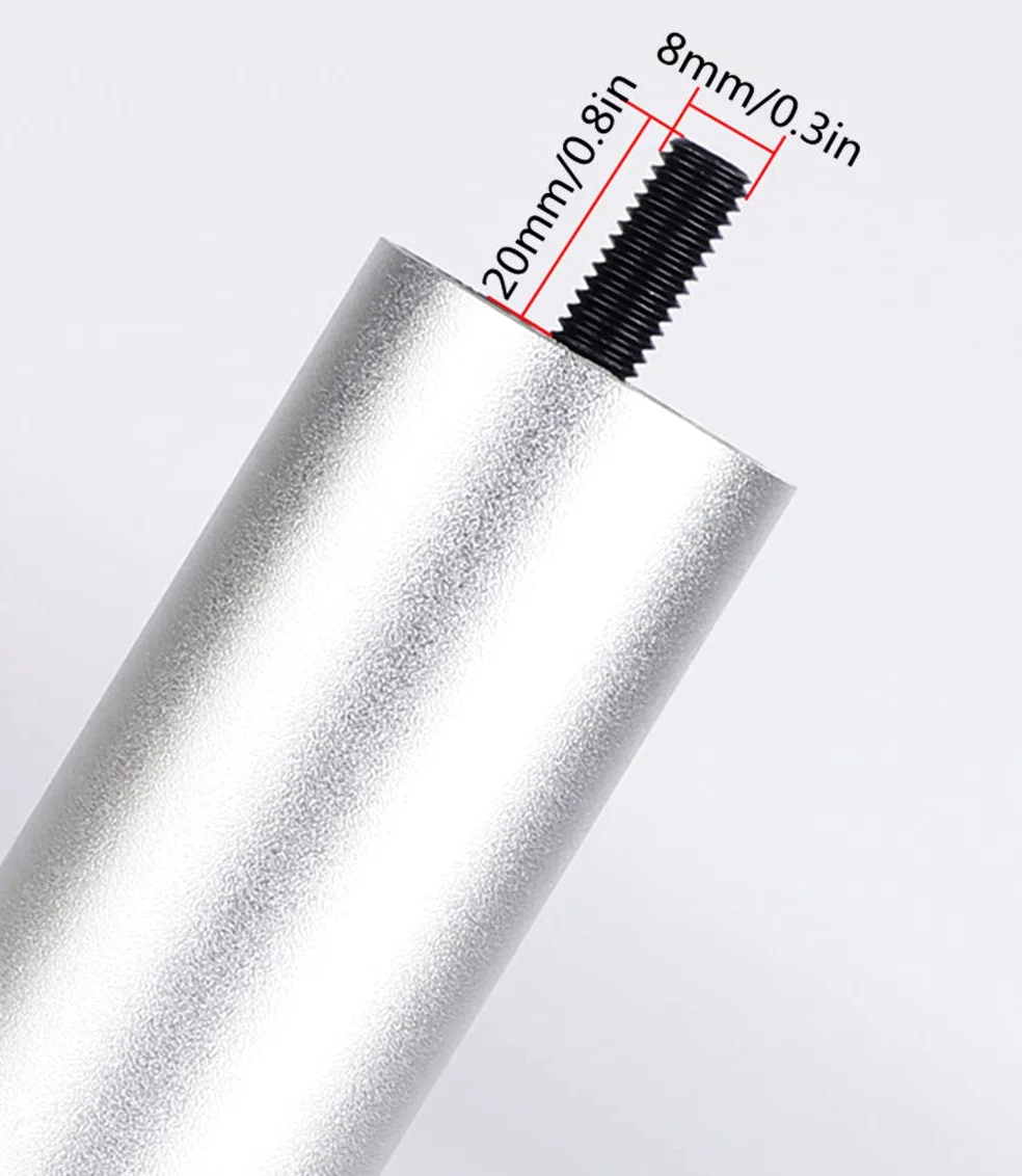 Gambe per Mobili In Metallo,Gambe per Tavoli In Lega di Alluminio,Gambe per Divani Regolabili In Altezza,Gambe per Letto,Con Barra Filettata M8, 0-8 MM Regolabili,4 Pezzi(silver40cm/15.7in)