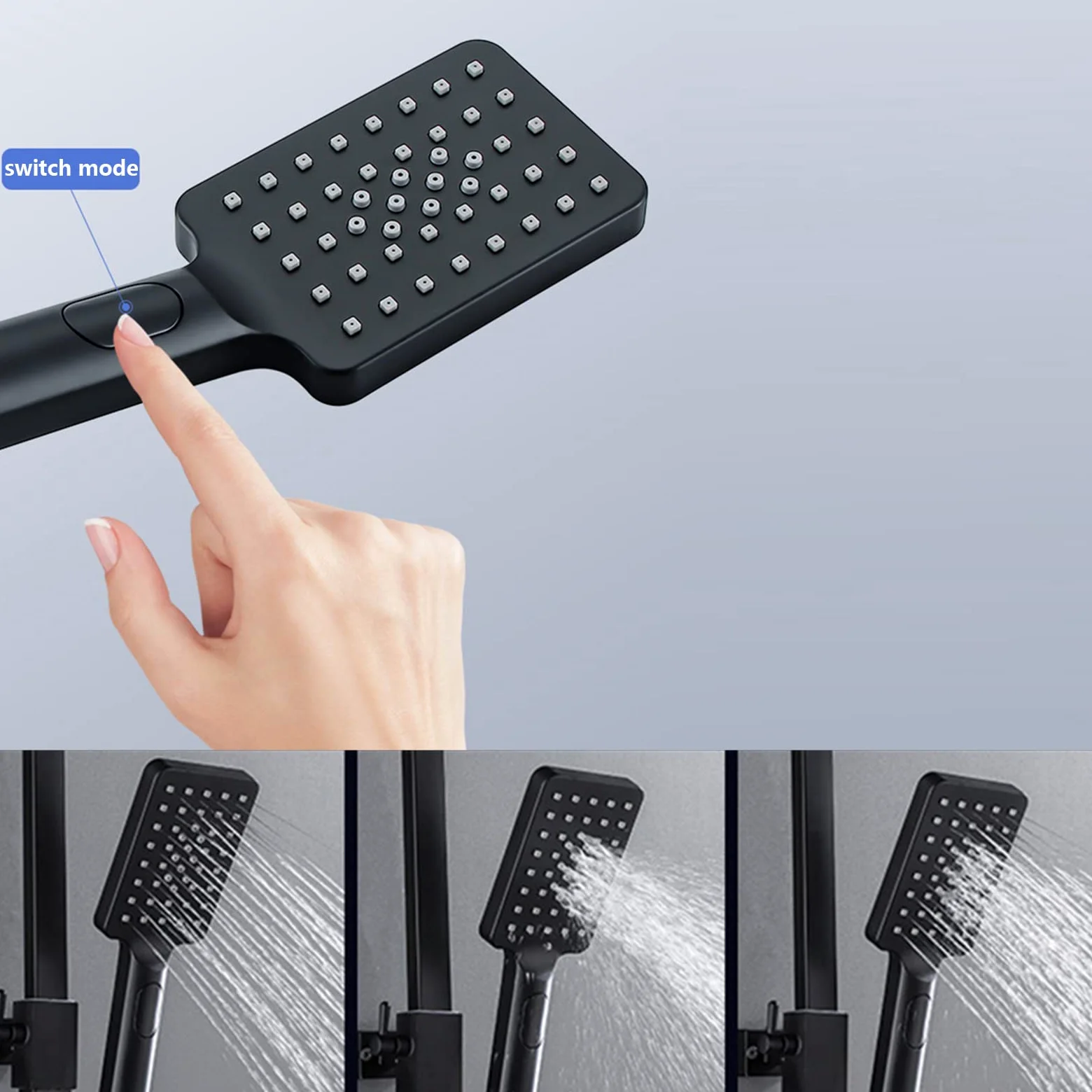 Sistema Doccia Nero con Display Digitale, Set Rubinetto termostatico, Miscelatore in Ottone con soffione a Pioggia, doccetta, doccetta Bidet, beccuccio Vasca, Altezza Doccia Regola