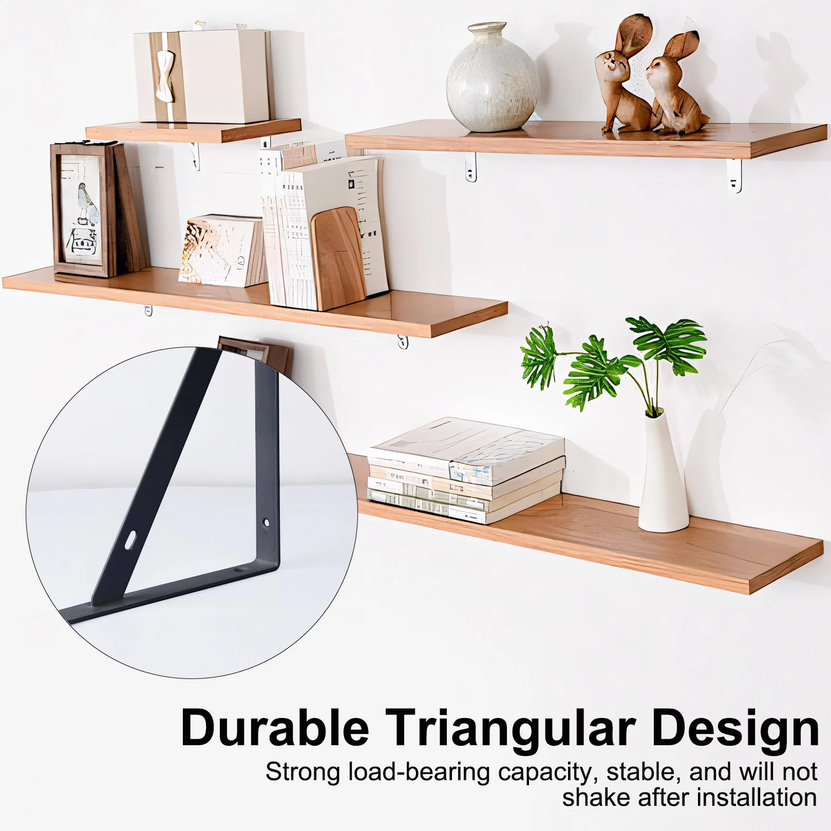 Reggimensola Carichi Pesanti Triangolari da Muro Nero 25x15,5x1,6cm Staffe per Mensole