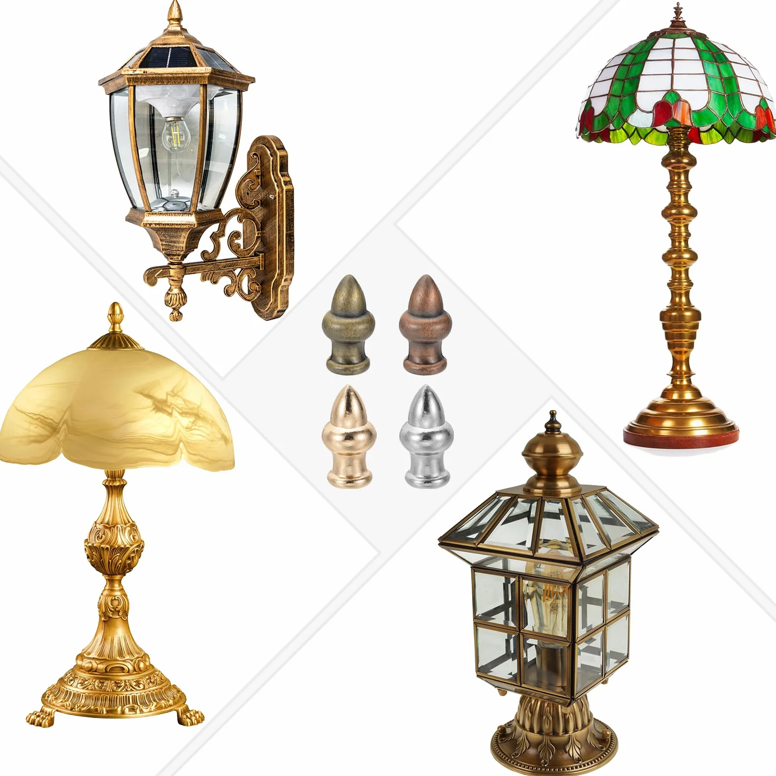 PATIKIL Pomelli Cappucci per Lampade 36 x 20mm Ottone Bronzo 2 Set Solidi a Vite