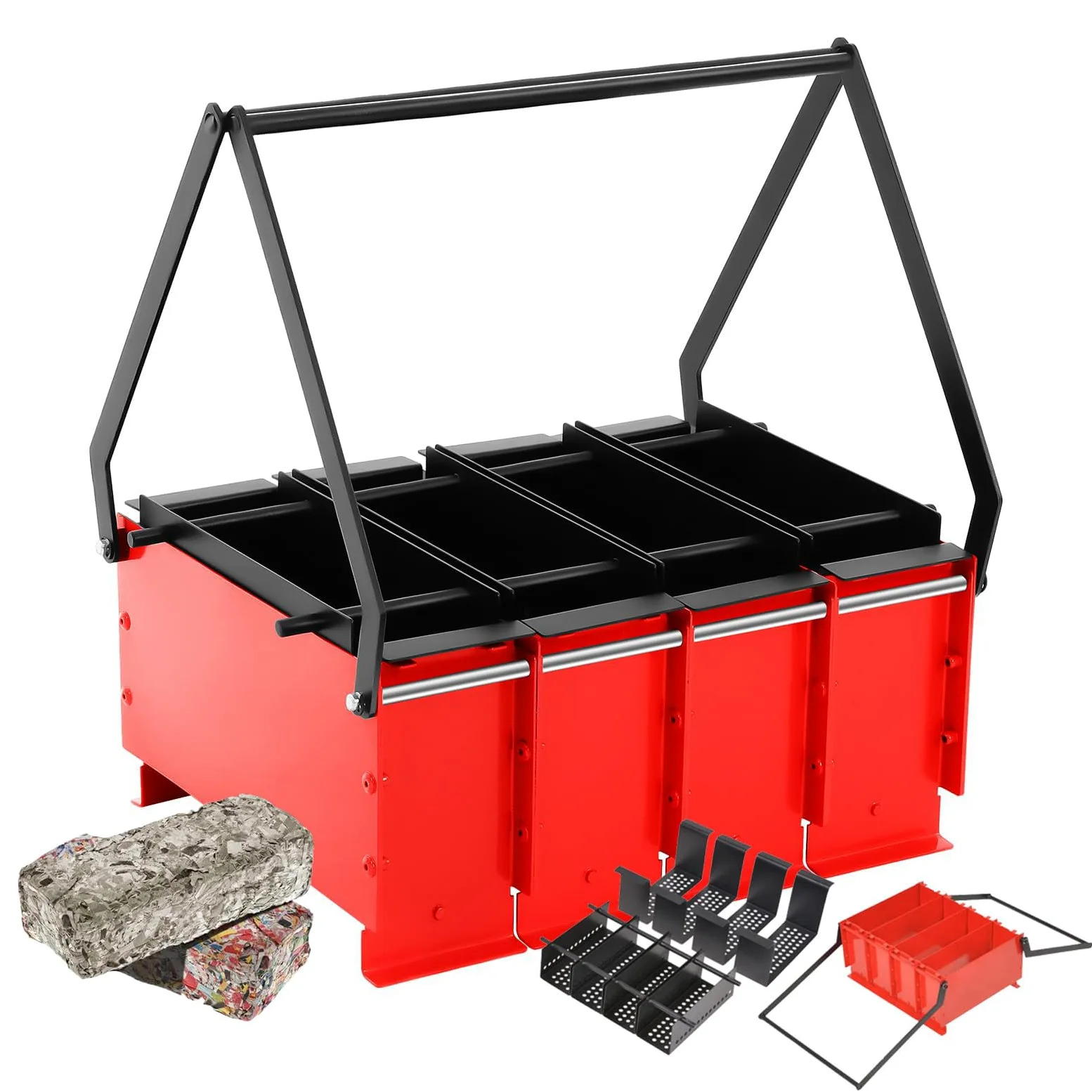 Creatore di bricchette, 4 scomparti per mattoni refrattari fai da te, ideale per riscaldamento interno ed esterno, strumento da giardino domestico