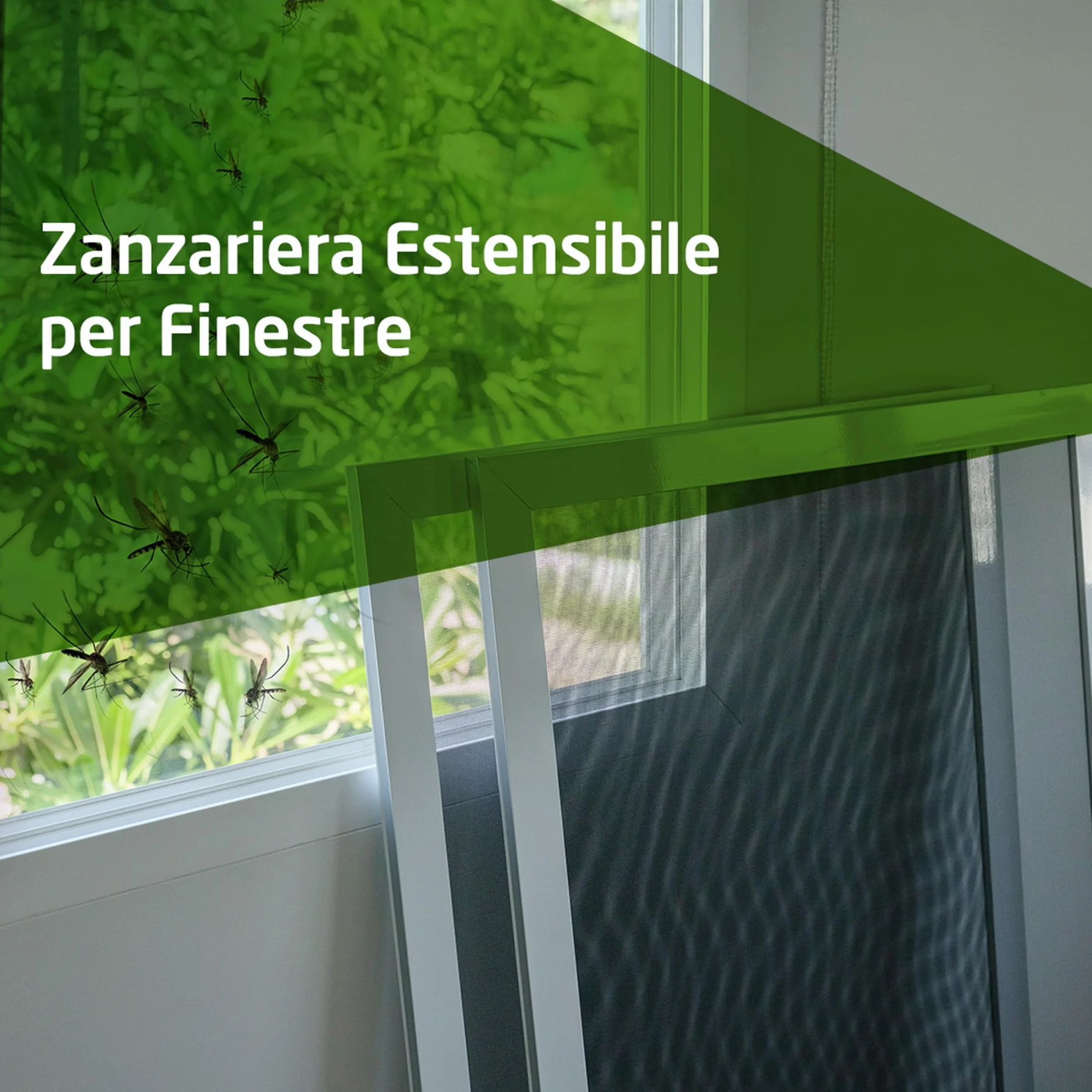 Zanzariera Estensibile 70x50 cm Amig Alluminio Bianco Rete Fibra di Vetro Grigia