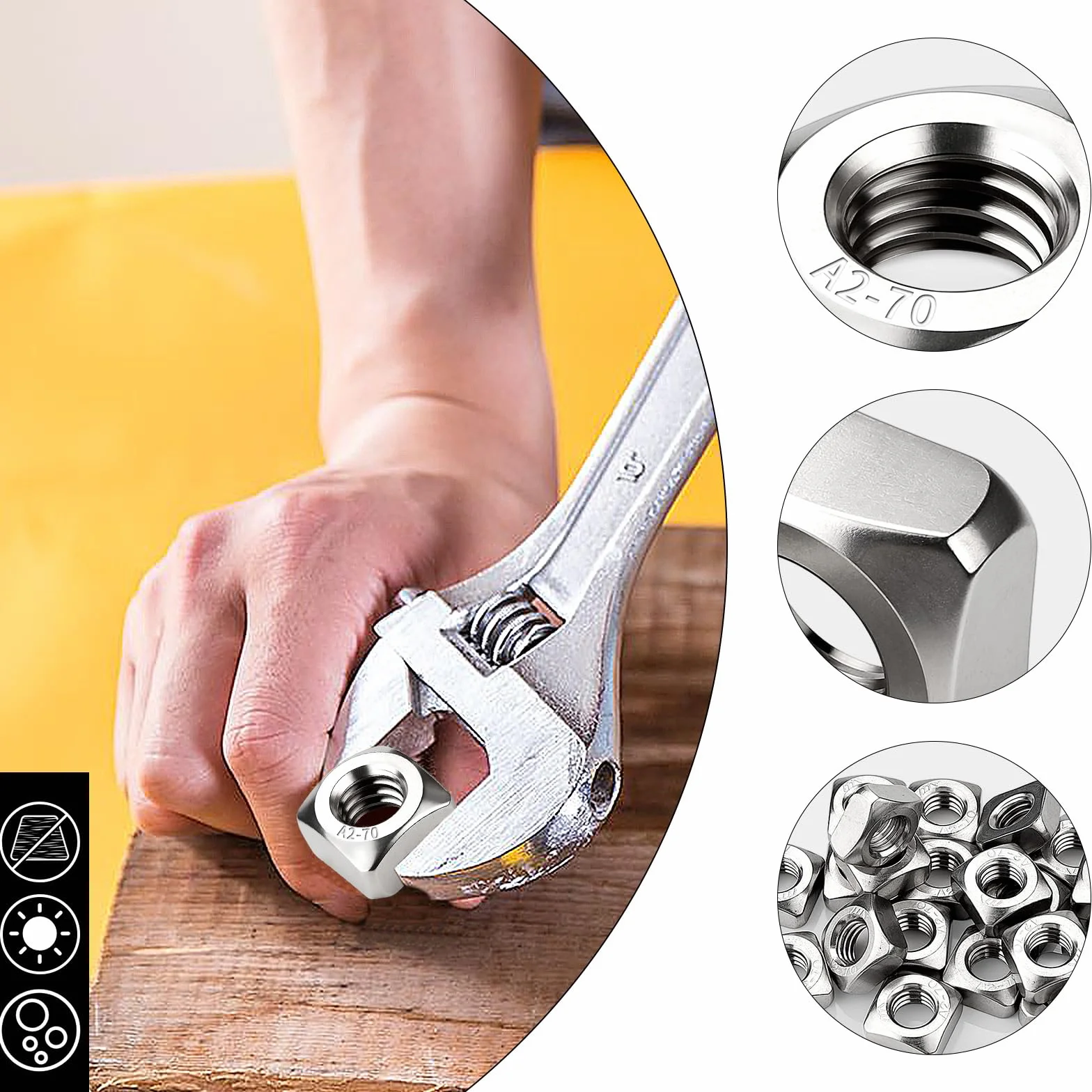 Dado Quadrato M10 Acciaio Inox 304 DIN 557 10 Pezzi