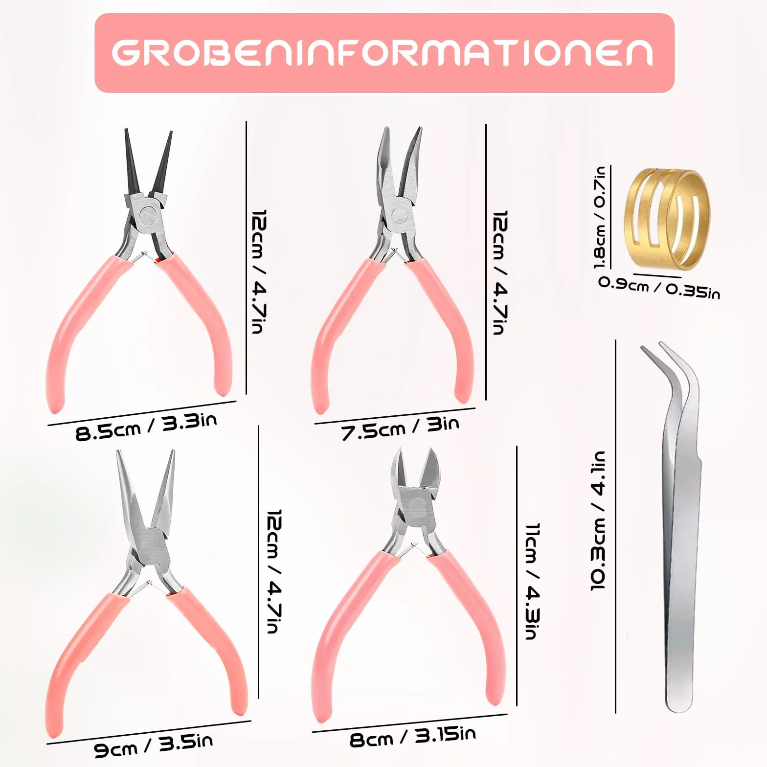 Set di pinze per gioielli, pinza per aghi, pinza per catena, tagliafili, creazione e riparazione fai da te