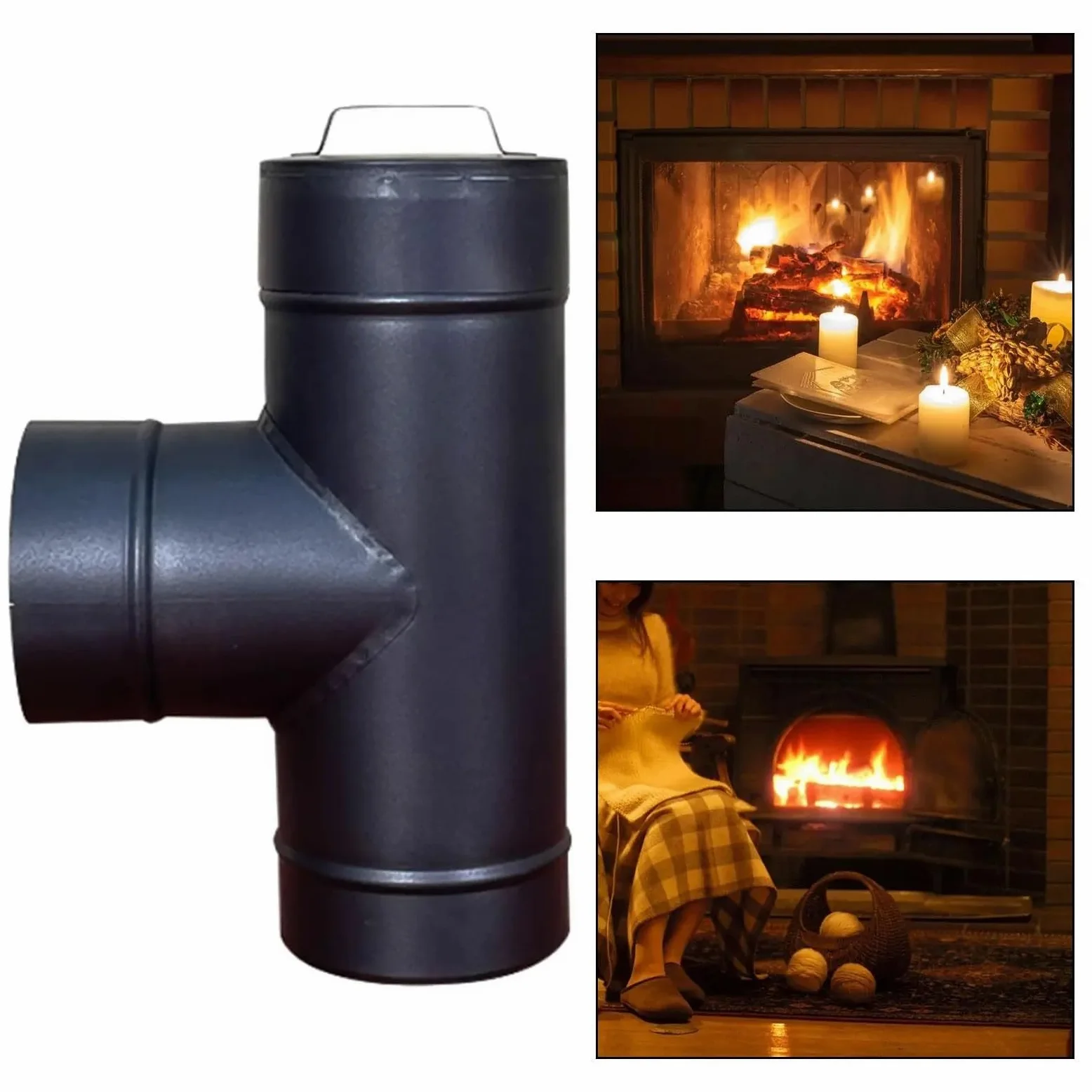 Tubo per Stufa Tubo da Stufa for Tende Calda Stufa Dia.150mm Camino Camino Tubo di Ricambio Tubo di Scarico Tee for Forno Esterno Riscaldatore Invernale