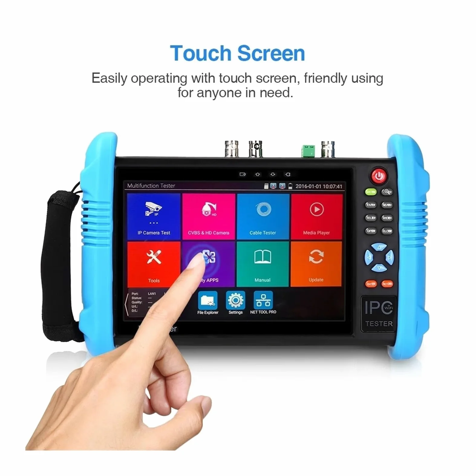 Tester CCTV, Tester for telecamera di sicurezza CCTV 6 in 1 da 7 pollici, supporta TVI8MP, CVI8MP, AHD8MP, EX-SDI8MP, tester portatile con uscita 12V