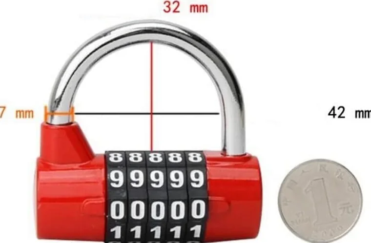 Lucchetti a combinazione， Lucchetti per valigie Combinazione di 5 cifre con password codificata, combinazione di numeri con grillo largo, password di viaggio in lega di zinco(Parent,Silver)