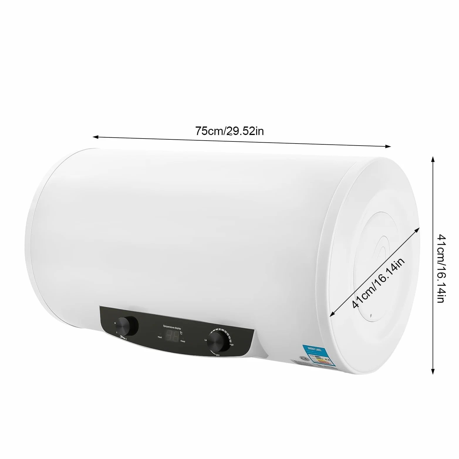 Scaldabagno Elettrico 50/120 Litri, Boiler Elettrico da Parete 2000W, Max. Temp 75°C, 220V, Orizzontale, Serbatoio in Acciaio Smaltato, Scaldacqua Elettrico Bagno e Doccia (50 Litri)