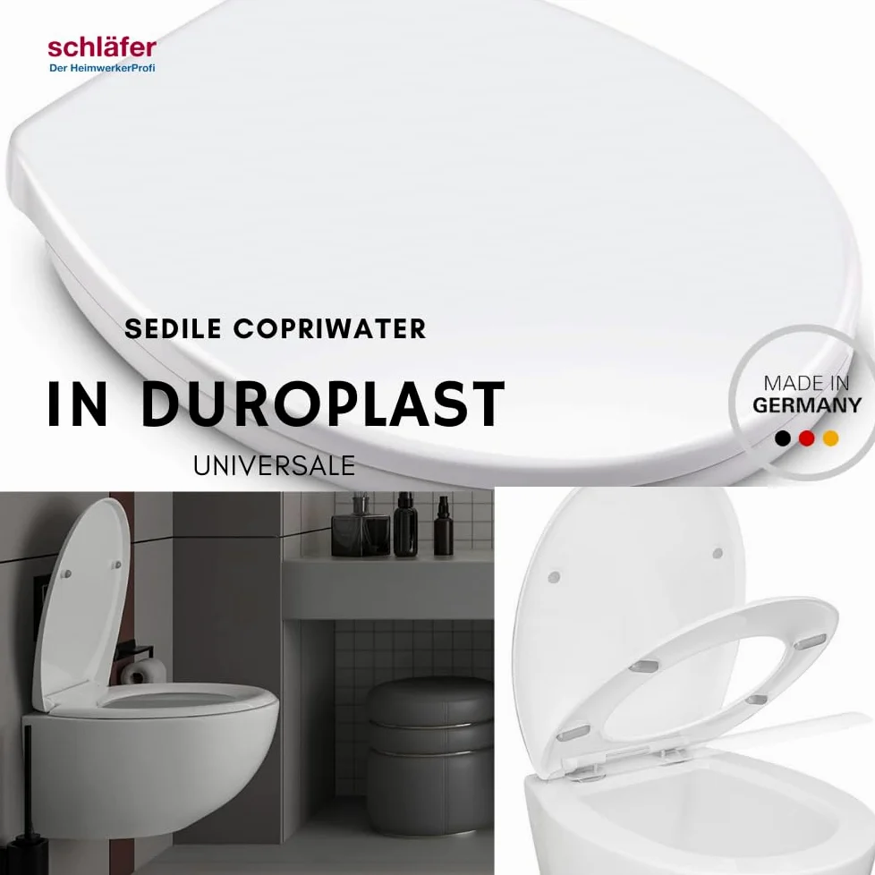 Schläfer 4637201 | Sedile Copriwater Soft Close ammortizzata Fissaggio Rimovibile Take Off Sedile Wc Universale in Duroplast Bianco funzione Quick Release, Mod. Monza