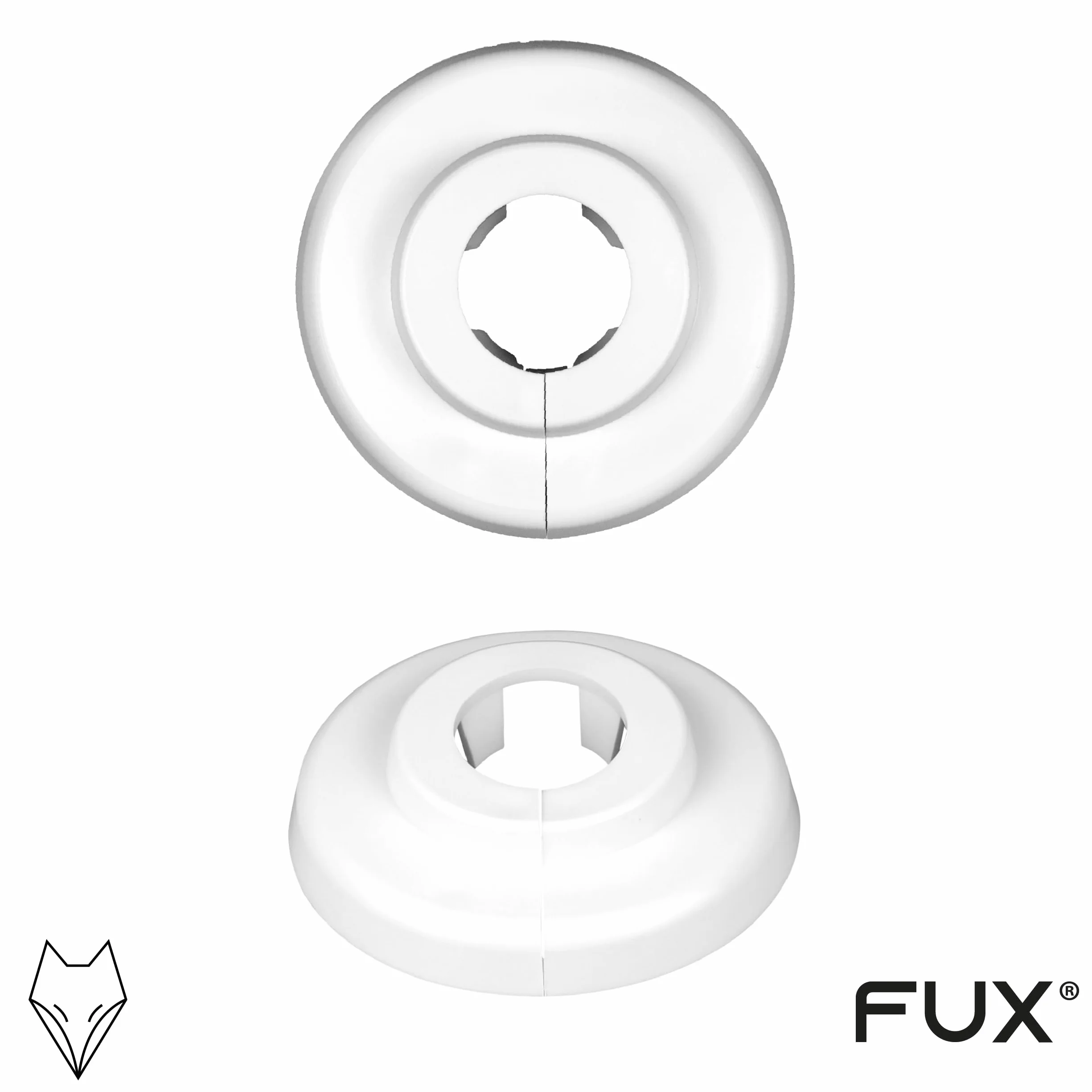 FUX Copri Tubi Termosifoni - 10 Rosette per Termosifone 18mm, Bianco (RAL 9016) - Copertura per Tubi Riscaldamento, Rosette Termosifoni, Accessori Termosifoni
