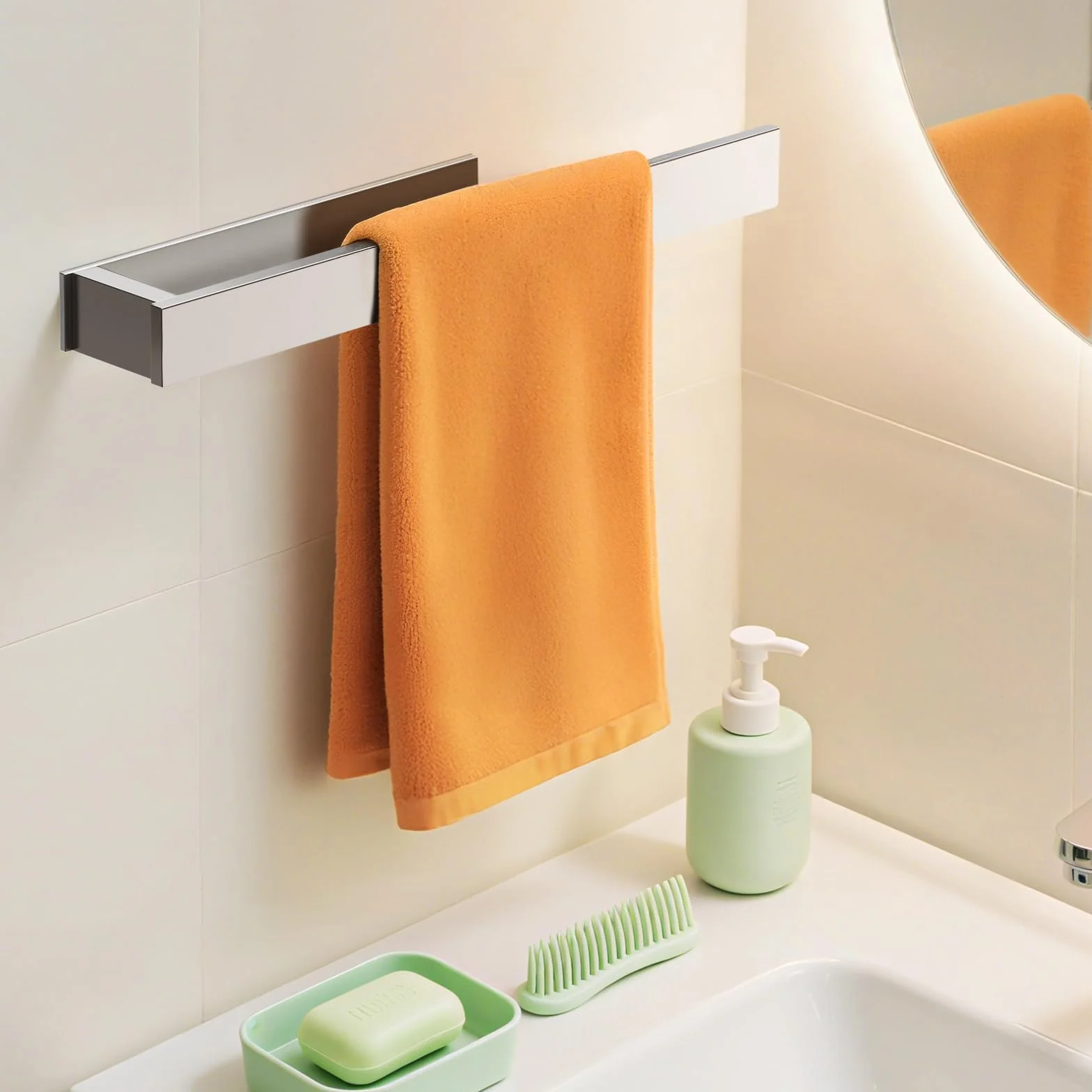 AIKER Porta Asciugamani Bagno Porta Carta Igienica Adesivo Inossidabile SUS304 Ispessito Argento 40cm