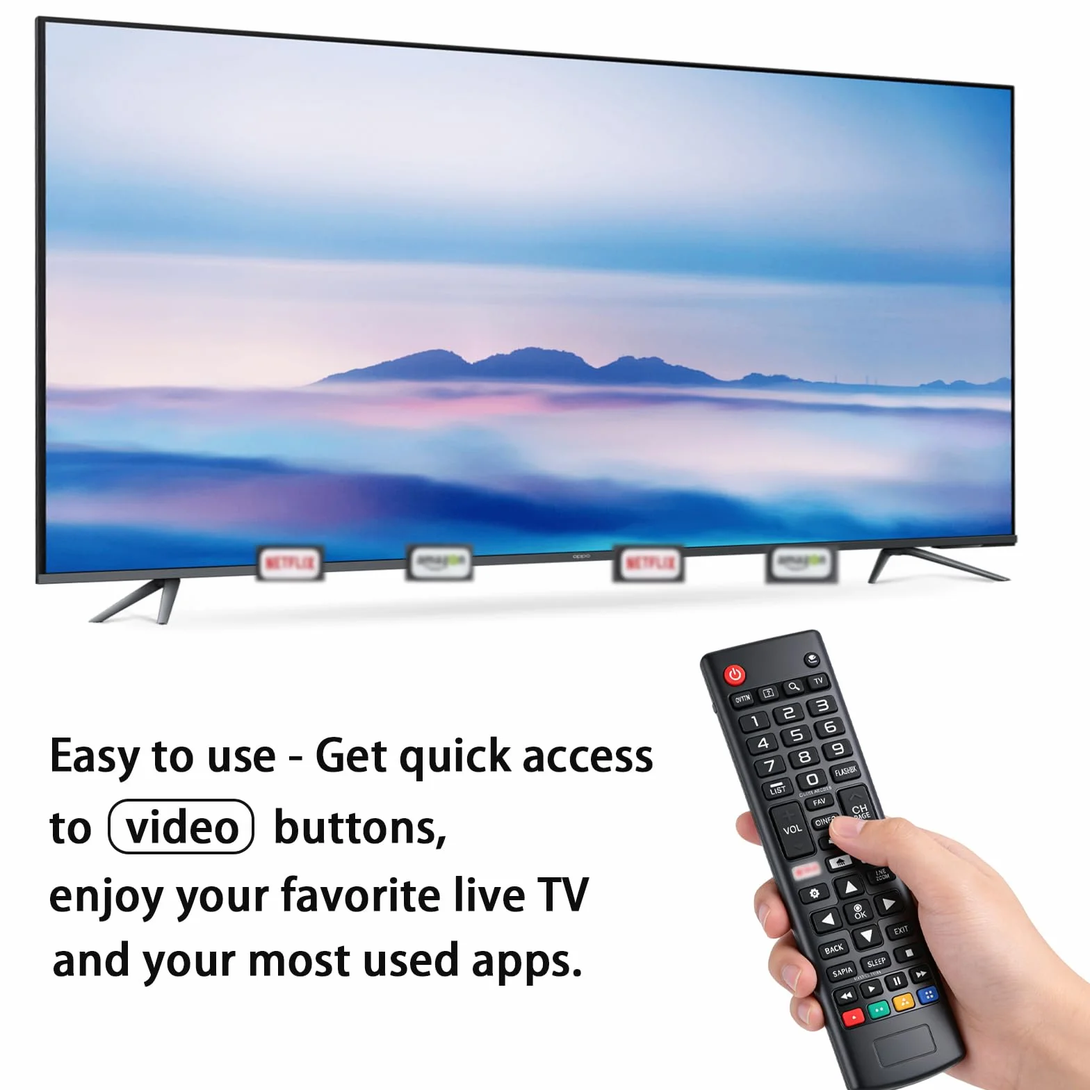 Telecomando Sostitutivo LG Universale, 2PCS AKB75095307 per Telecomando LG Smart TV, con Netflix Amazon Streaming Buttons, Non Serve Programmazione Compatibile Universale per LG TV LED LCD HDTV 3D 4K