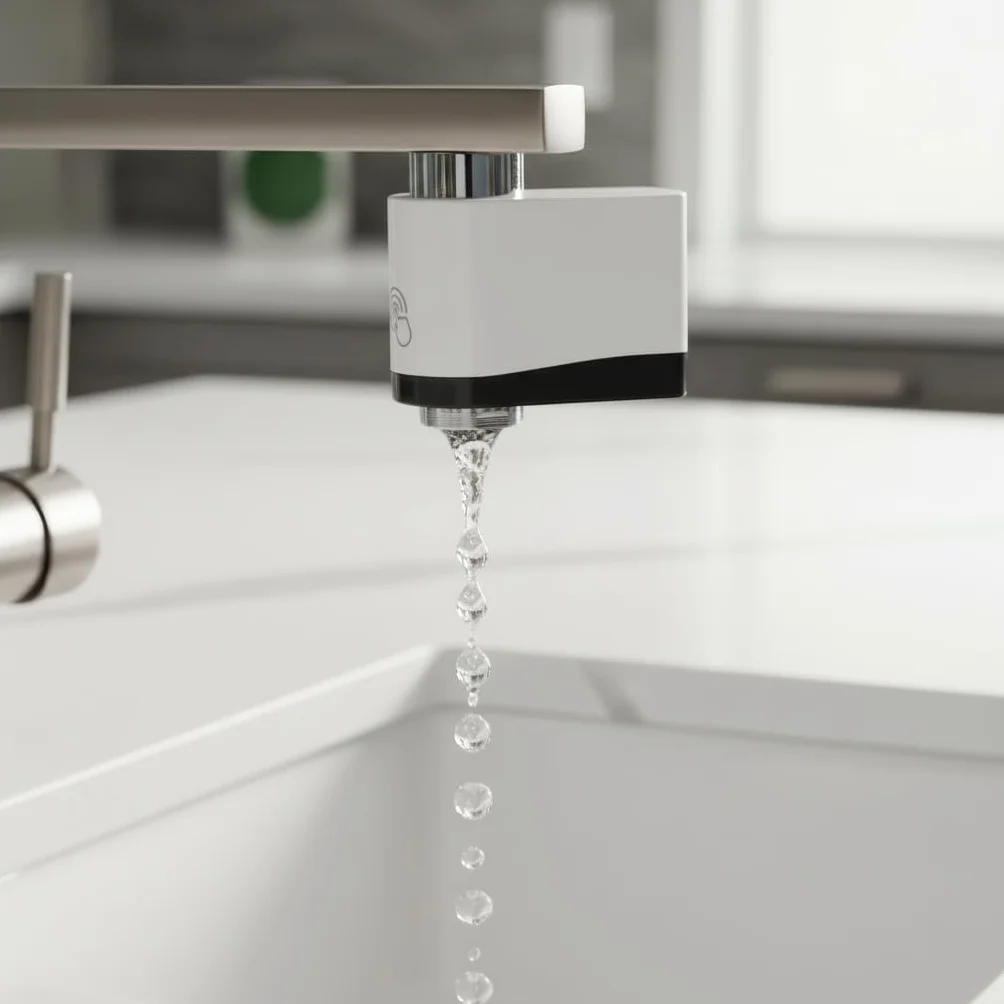 Sensore automatico per rubinetto con rilevamento movimento a infrarossi IPX6 filettatura interna 19-24 mm nero