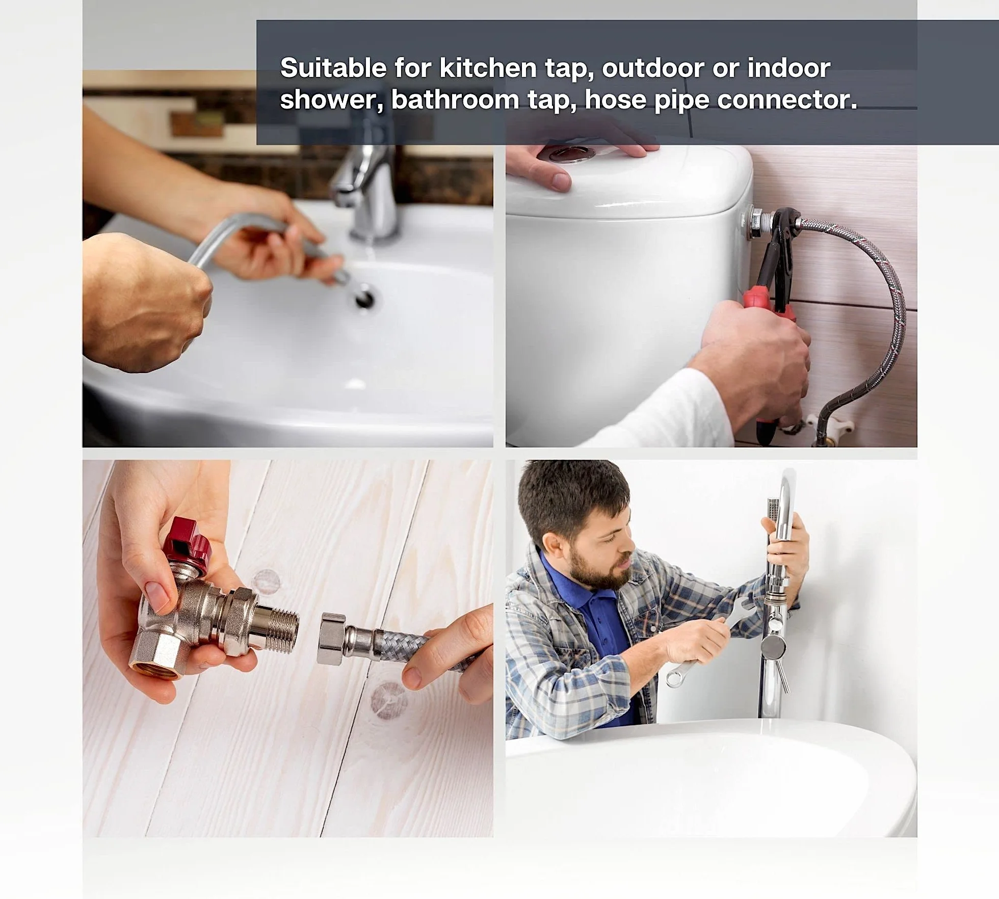 DOJA Industrial | Tubo Flessibile Rubinetto | PACK 2 | Maschio/Femmina | M 1/2" - F 1/2" | 20 cm di Lunghezza | Tubo Doccia Acciaio Inossidabile e Multiuso: Soffione Doccia, Cucina e Bagno