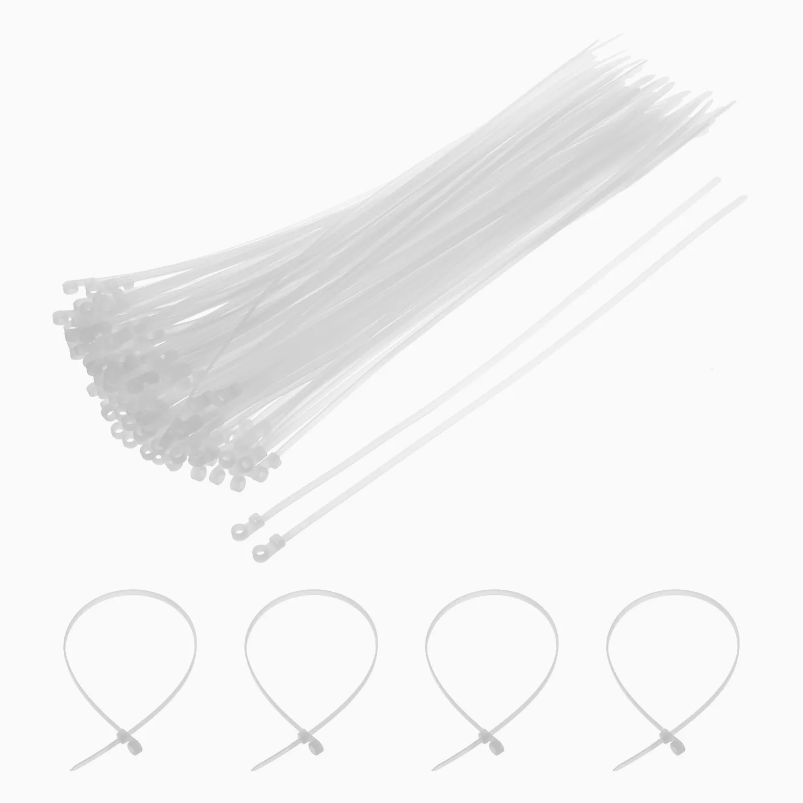 QUARKZMAN 250pz 300mm/12" 48 Lbs Montaggio Testa Cavo Cerniera Fascette Autobloccante Lungo Nylon Cavo Fascetta 4,8mm/3/16" Fascette per Cavi Gestione Bianco