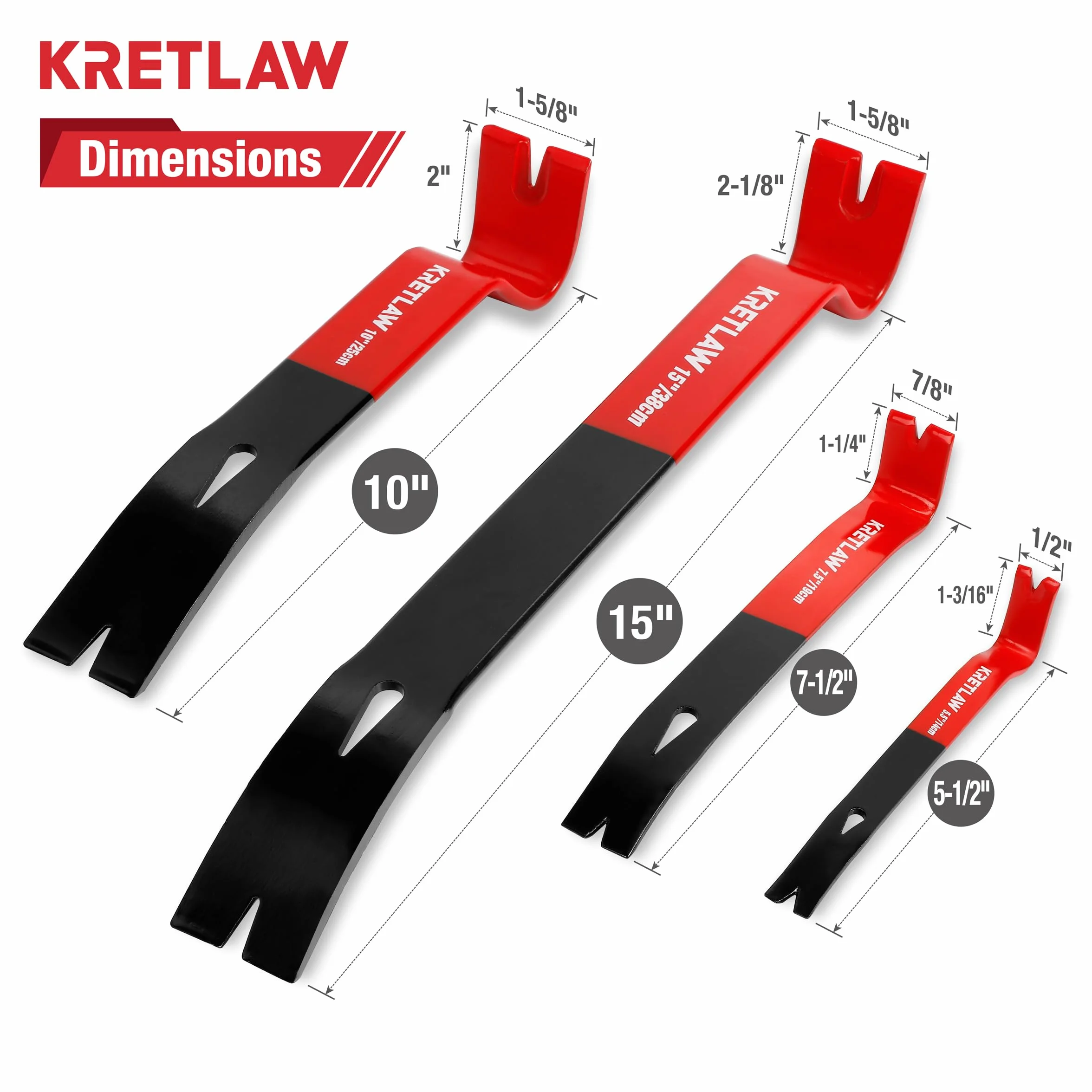 Set di 4 Barre di Leva Piatte, Piede di Porco da 380/250/190/140mm con Estirpatore di Chiodi Pesante, Barra Utilitaria