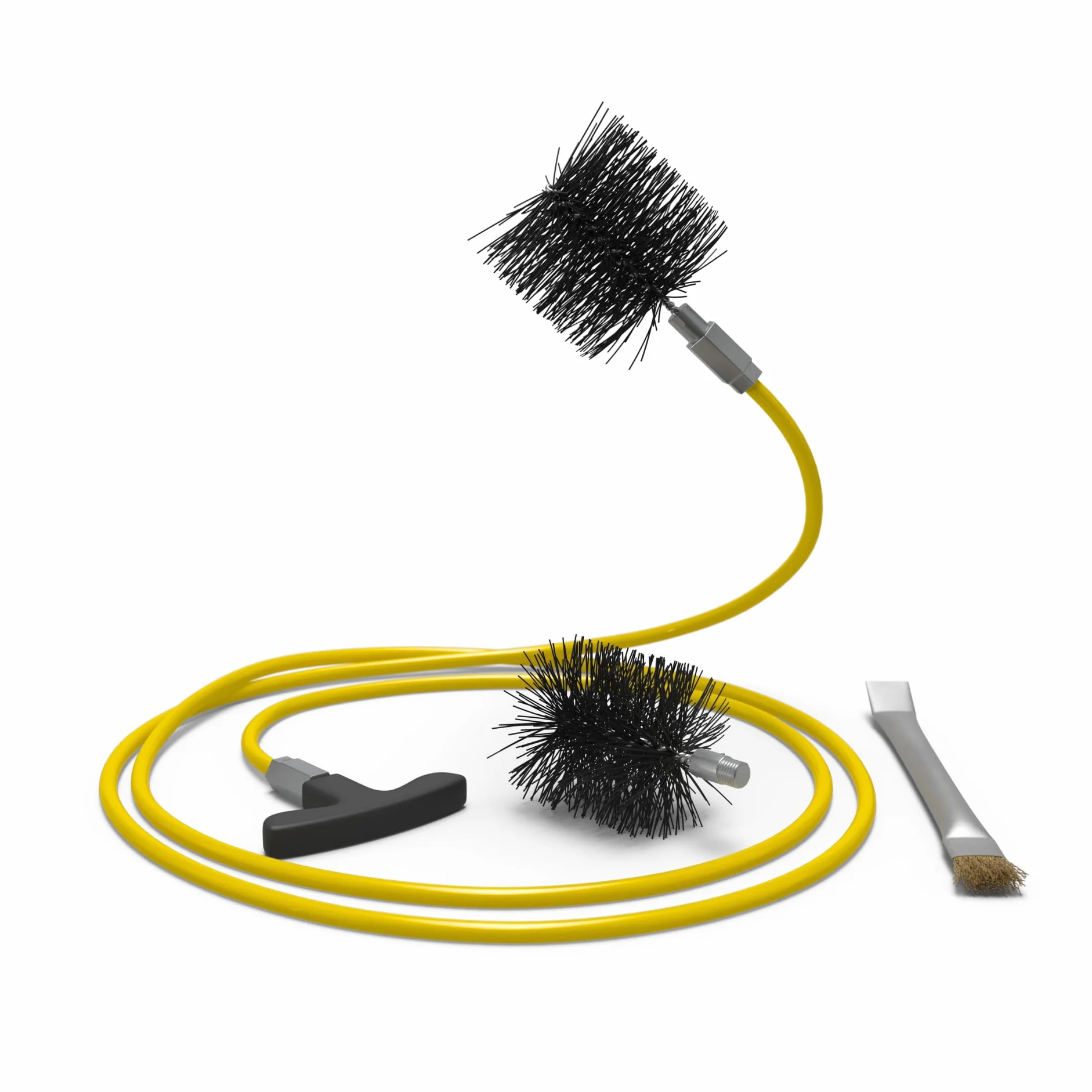 HANSA Kit di pulizia per stufa a pellet e camino, prolunga 3 metri, 2 spazzole in nylon, spazzola multiuso e manico