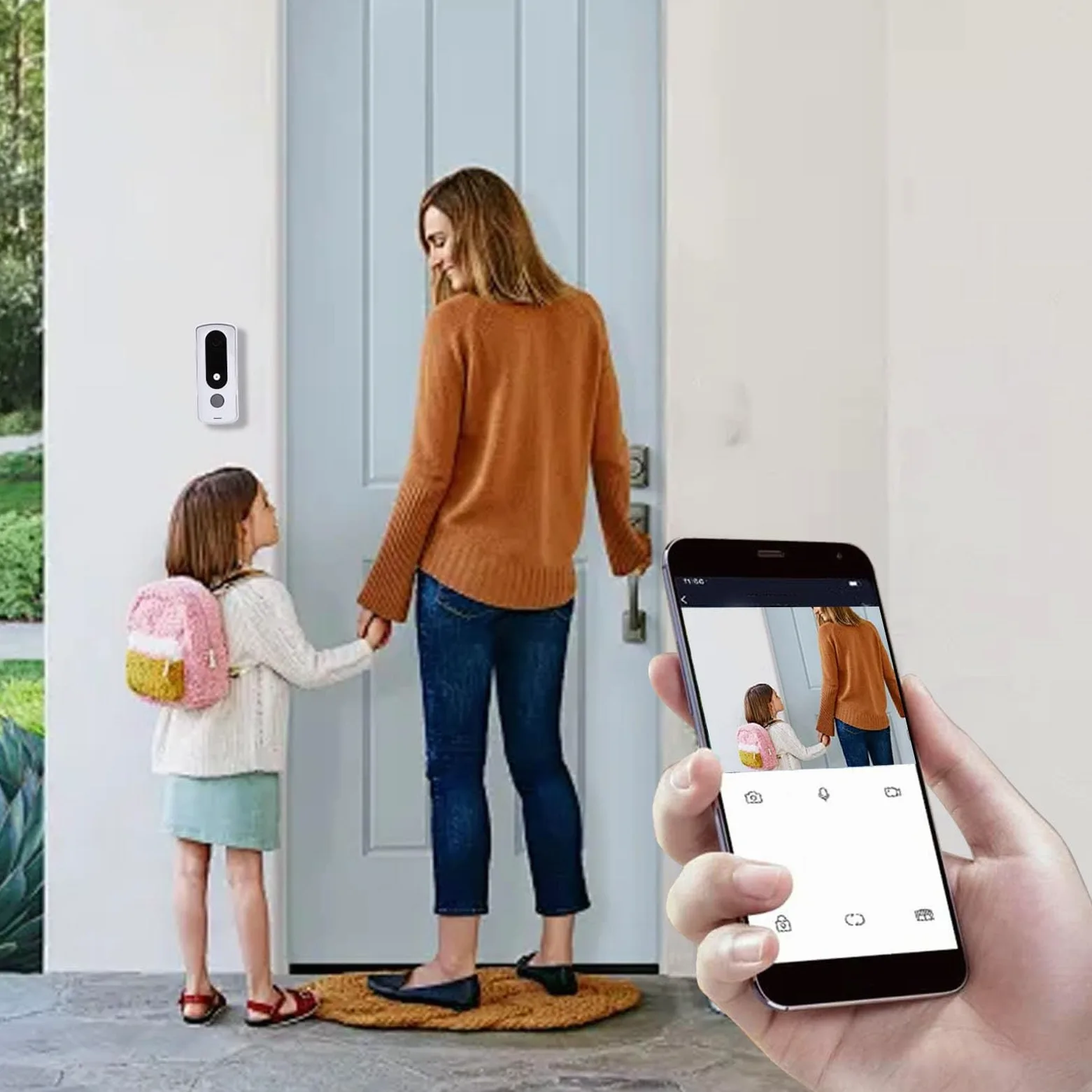 Pongnas Videocitofono Wireless, Touch Screen 2 MP 7 Pollici, Visione Notturna Bidirezionale, Protezione IP65, Adatto per Appartamenti e Ville, Compatibile con L'app (Spina europea)