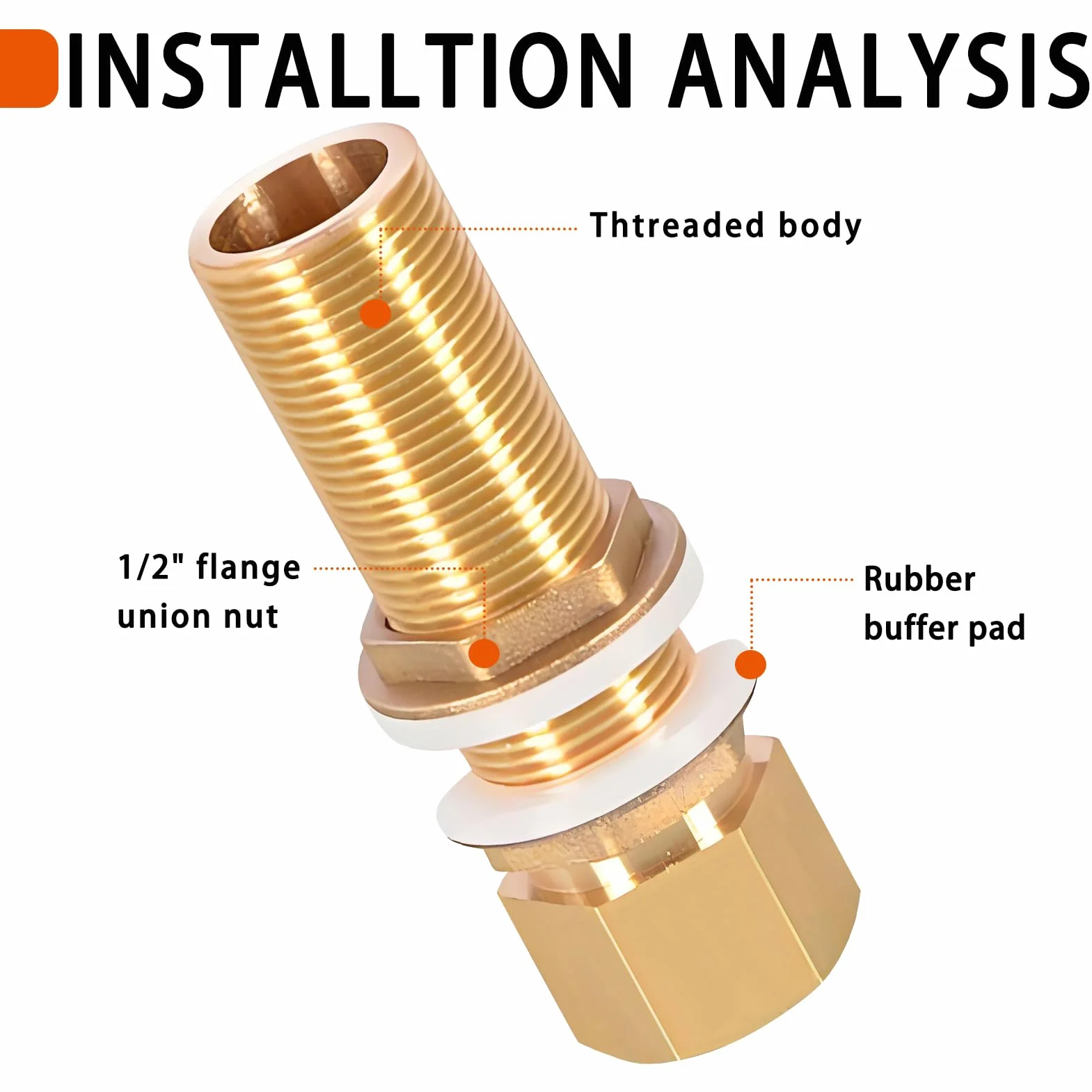 Set di 6 dadi di sicurezza esagonali a flangia in ottone G1/2" per rubinetto