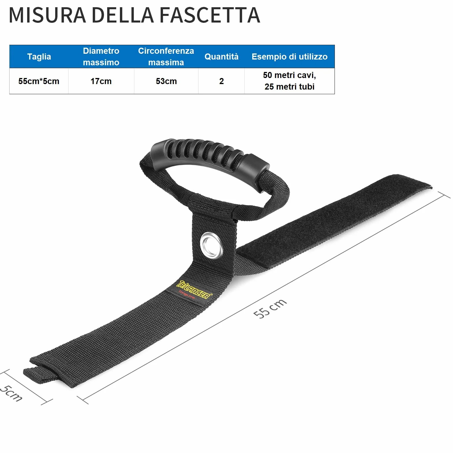 Organizer per Cavi e Tubi 55 cm con Maniglia per Trasporto e Stoccaggio, Appenditubi da Giardino