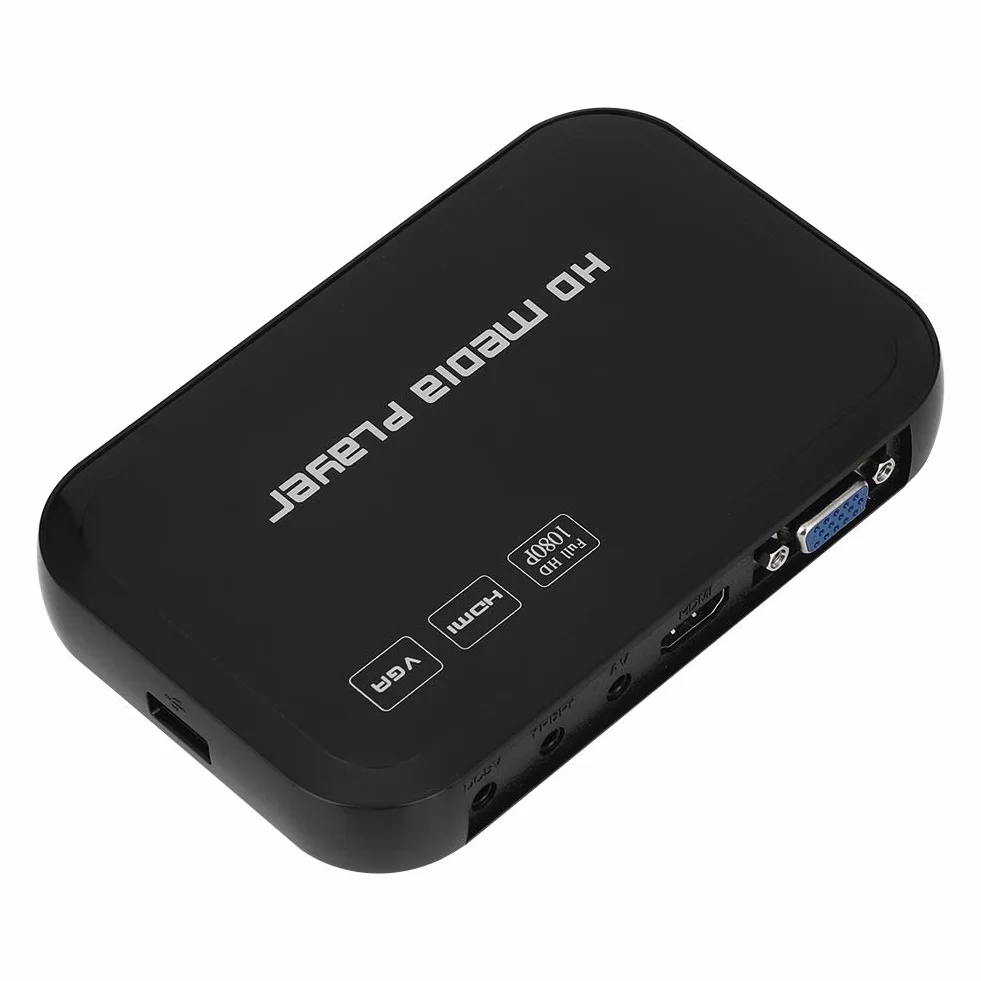 Mini Full HD 1080P Multi Media Player Uscita HDMI/AV, Lettore video audio HD con telecomando e cavo AV, Supporta MMC/SD/MS/SDHC(EU)
