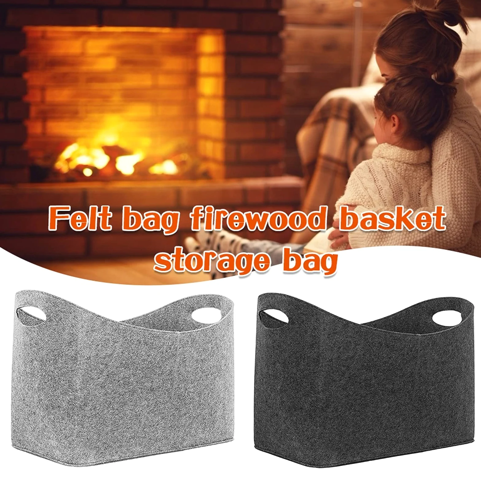 Borsa per Legna da Ardere all'aperto 1 pz sacchetto di feltro legna da ardere camino legno feltro bag cestino fuoco legno tasca per legna da ardere cestino cesto di giornale cestino per lo shopping Bo