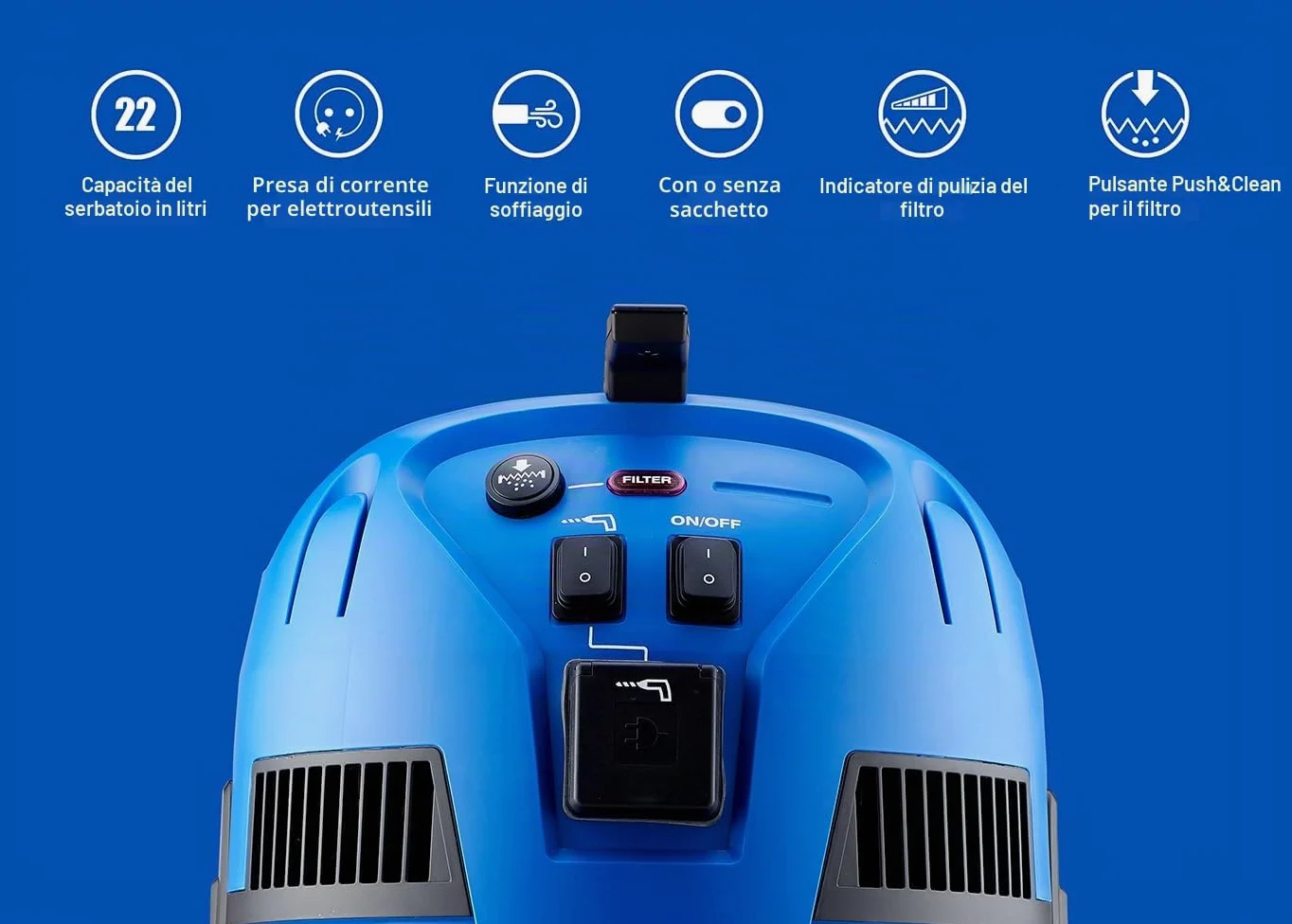 Nilfisk Multi II 22L T Aspiratore Solidi e Liquidi – Per Casa, Giardino e Auto – Funzioni di Aspirazione e Soffiaggio per Interni ed Esterni (1400 W)