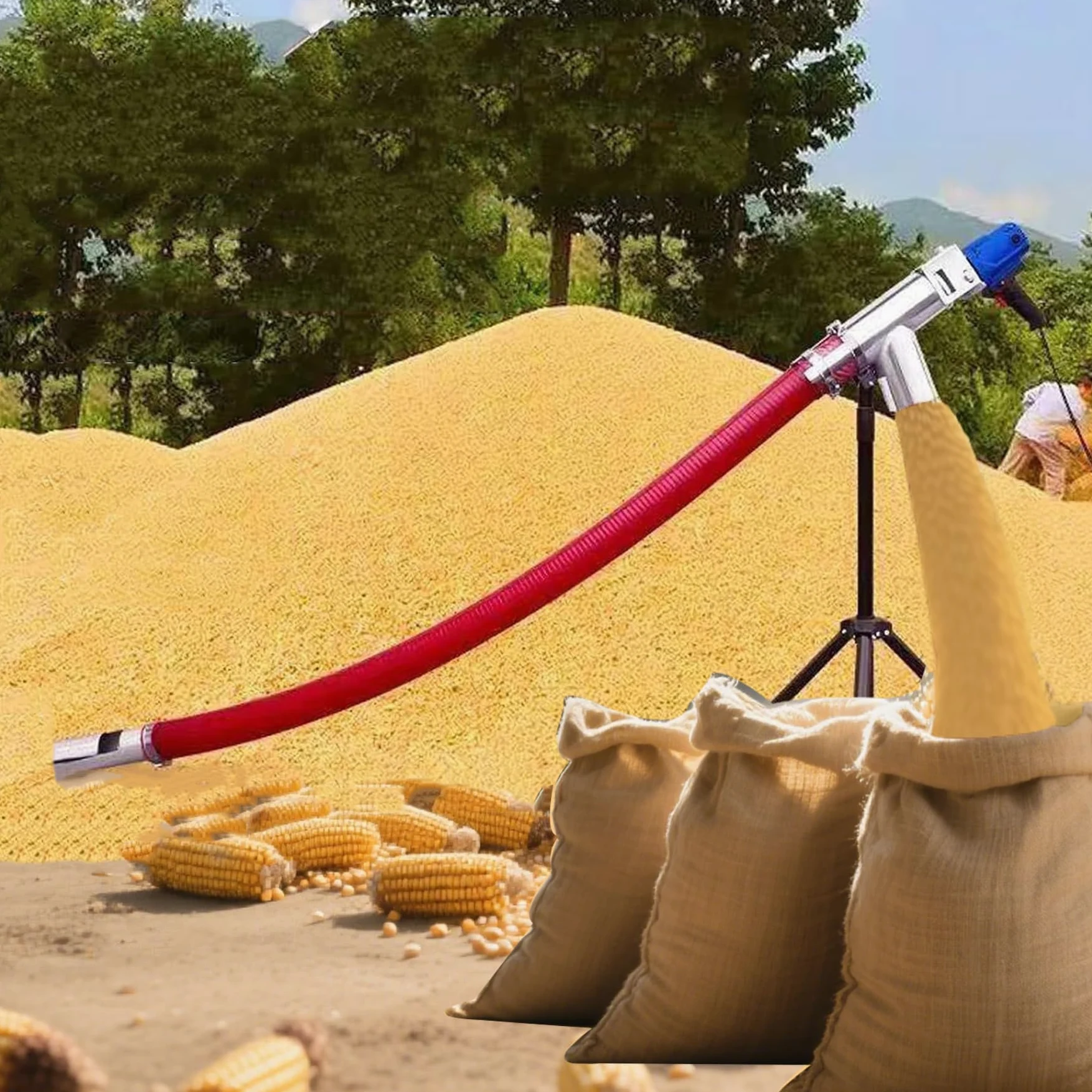 Trasportatore Portatile per granuli, trasportatore a coclea Elettrico da 110 V per Cereali/Polvere/Cemento/Sabbia, Macchina aspirante da 2000 W per Uso agricolo/Domestico