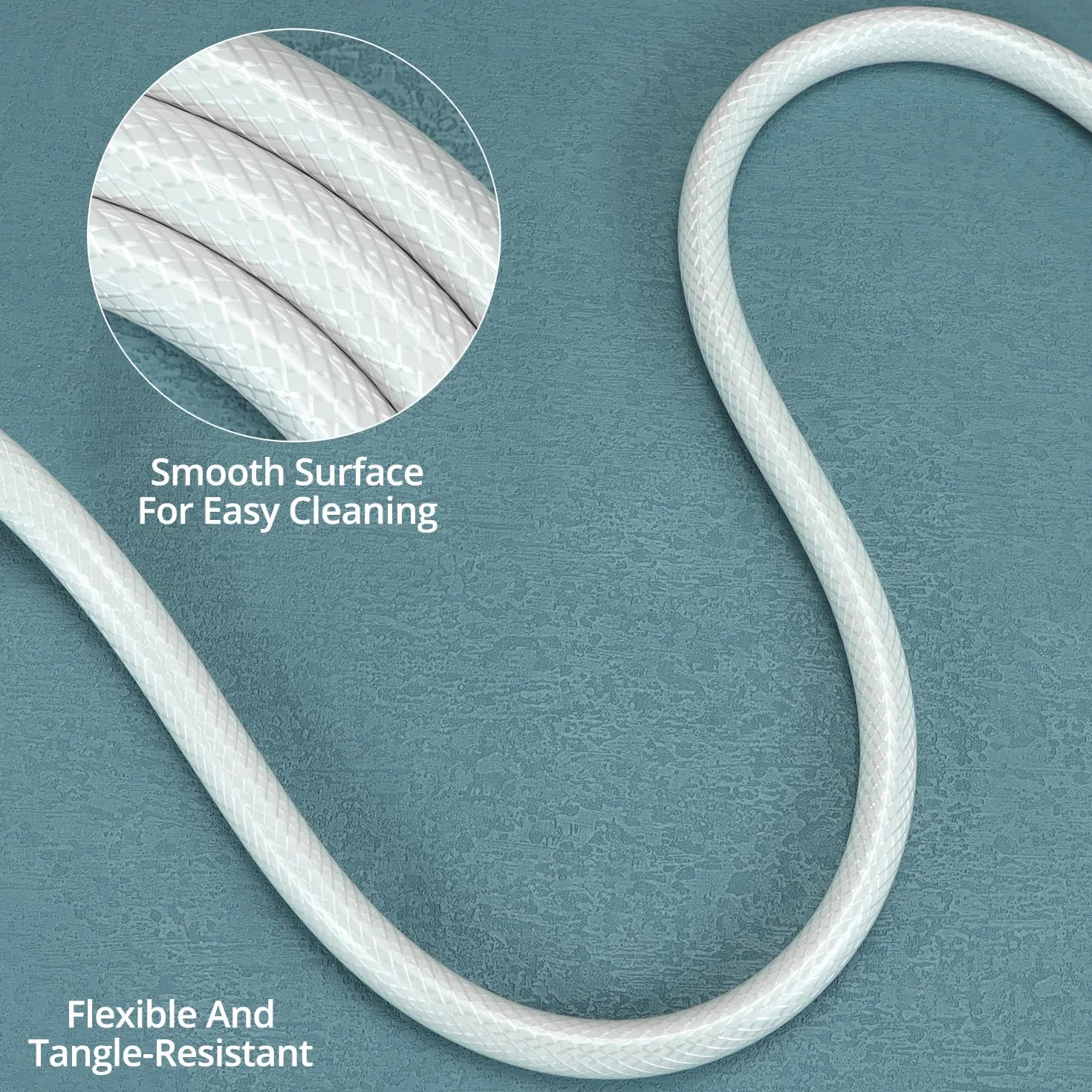QWORK® tubo doccia in PVC da 3 m, doccia ad alta pressione antipiega, tubo di ricambio a prova di perdite per rubinetti da bagno