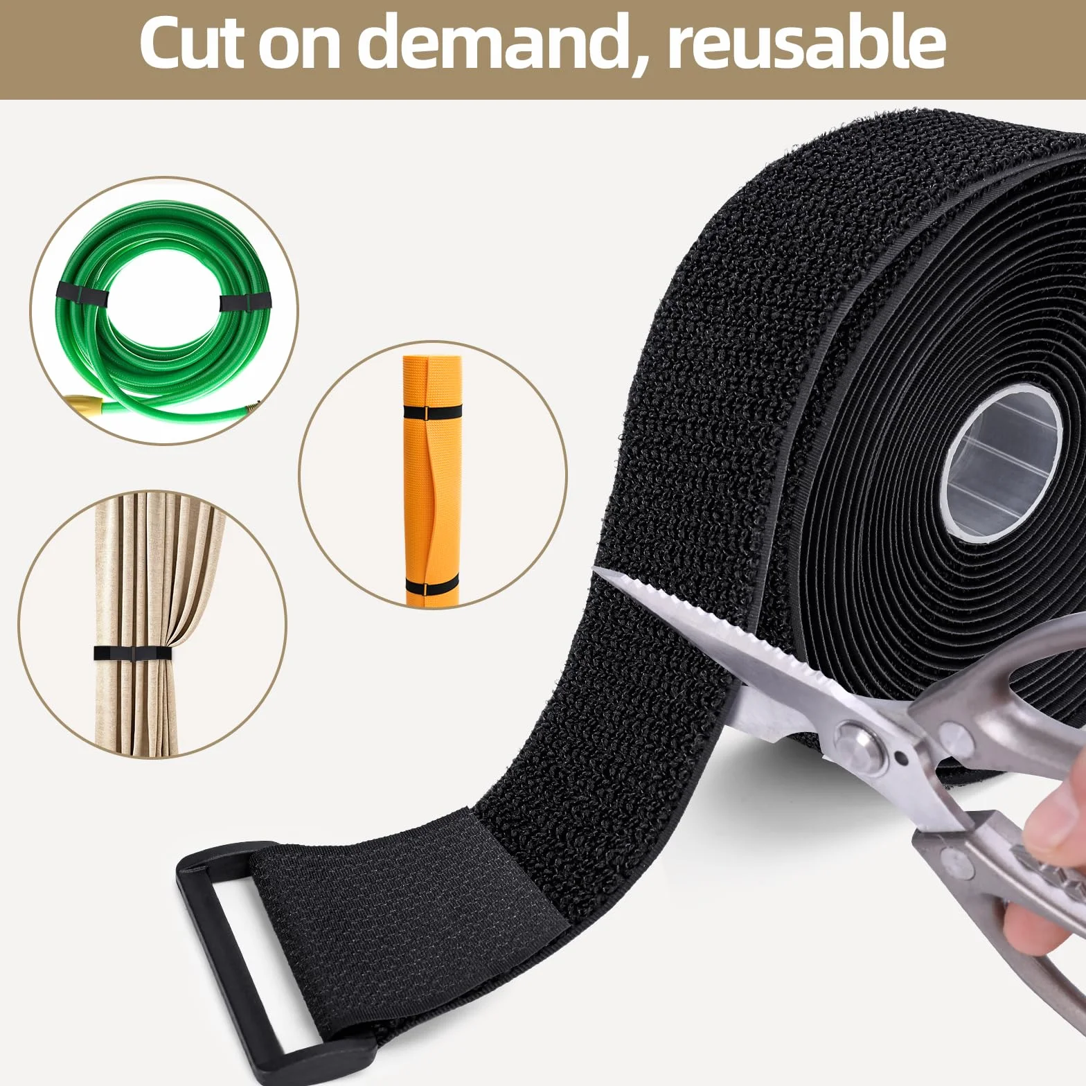 Fascette Fermacavo Riutilizzabili 6M x 5CM 25 Fibbie Nero per Organizzare Cavi