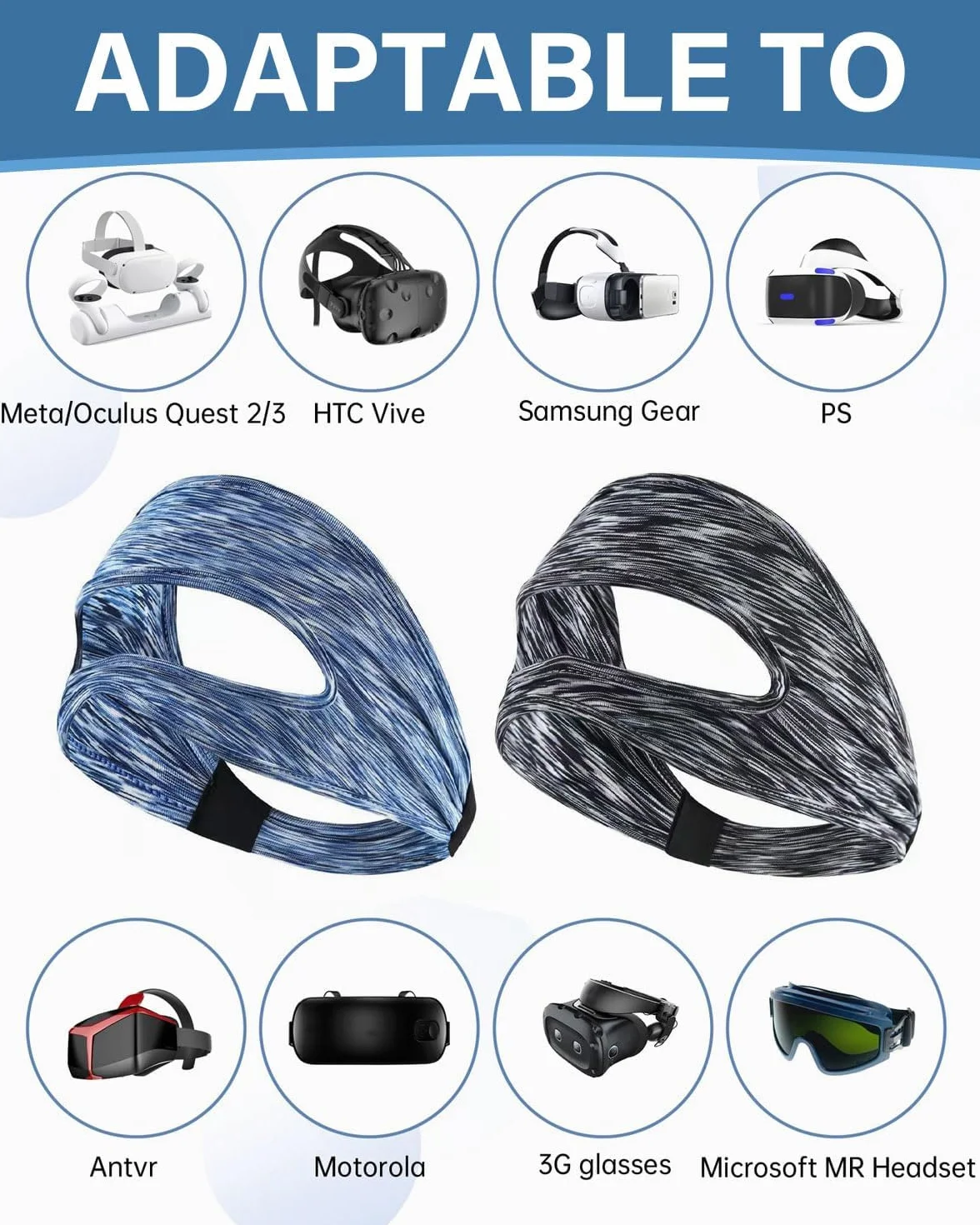 2 Pcs Maschera per gli occhi da gioco,VR Maschera per Occhi per Quest 3/Quest 3S,VR Traspirante Maschera,Lavabile VR mascher,per PS VR2/Quest Pro/Quest 2/Oculus Quest 2