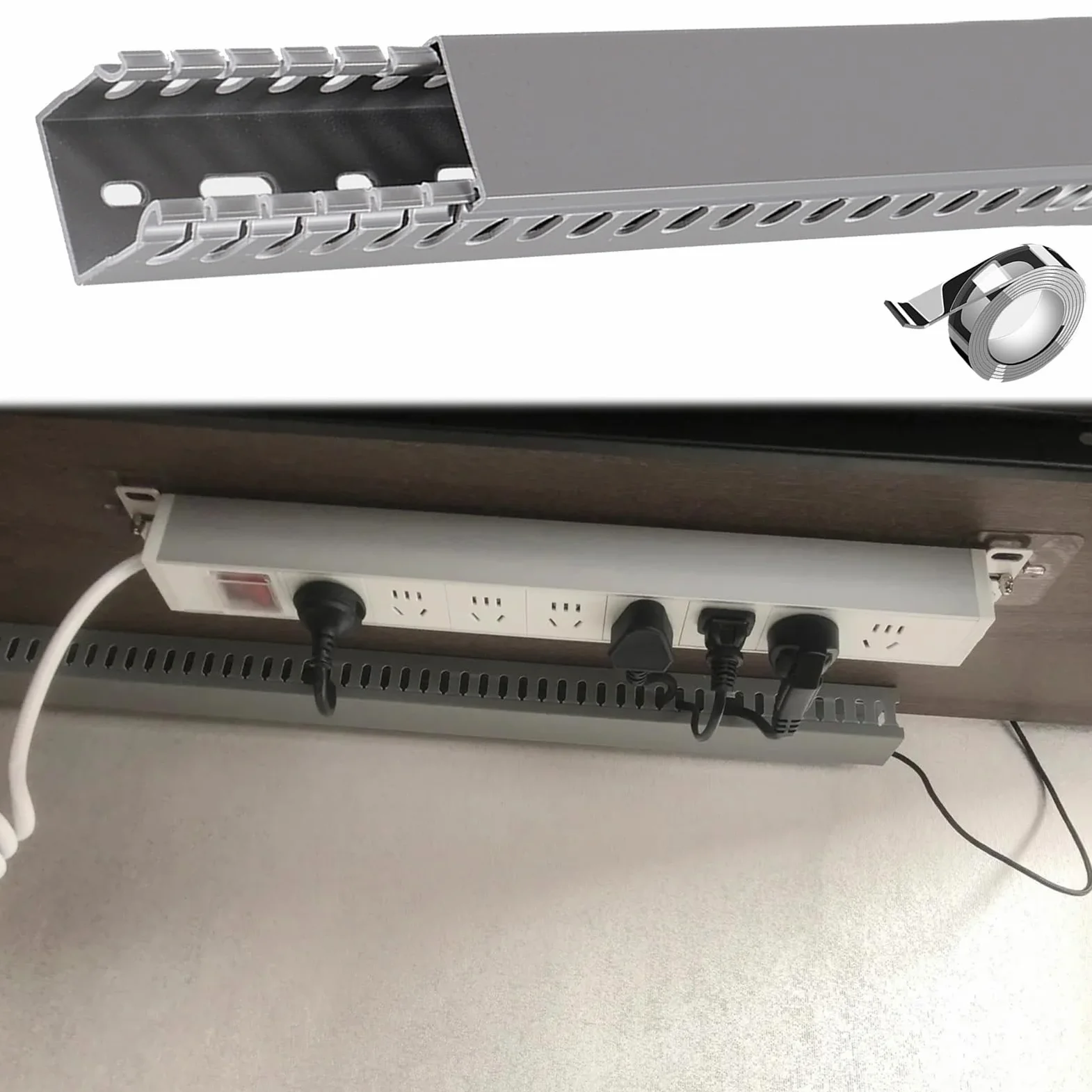 AMUFJJ canalina passacavi Muro Scatola per La Gestione dei Cavi sotto La Scrivania, Grande capacità Riordino dei Cavi/Kit di Raccolta dei Cavi per Ufficio/Sala Riunioni/Scuola(Gray,3.1x3.1in/80x80mm)
