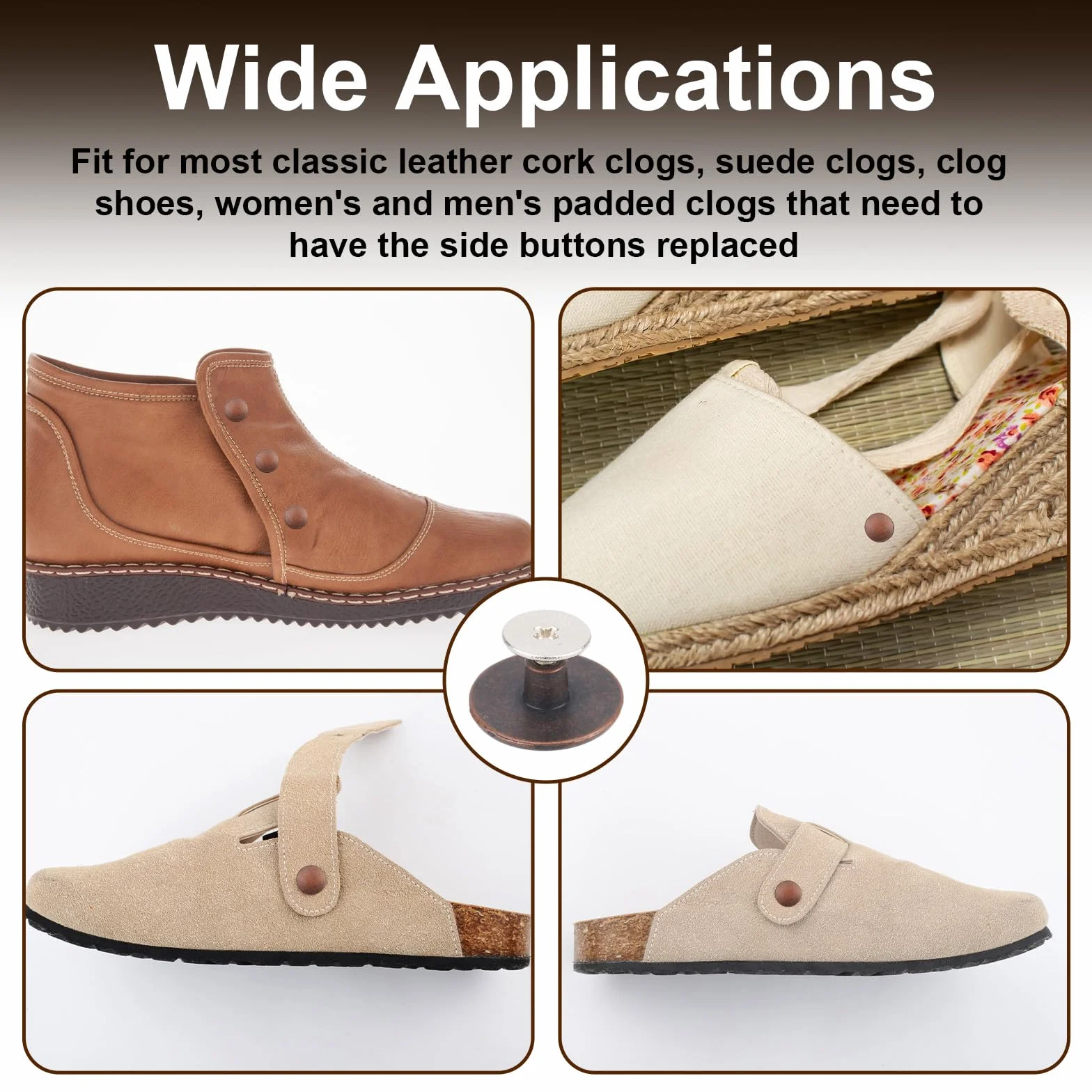 8 Pezzi Rivetti di Ricambio per Boston Scarpe Clogs in Lega di Zinco Bronzo
