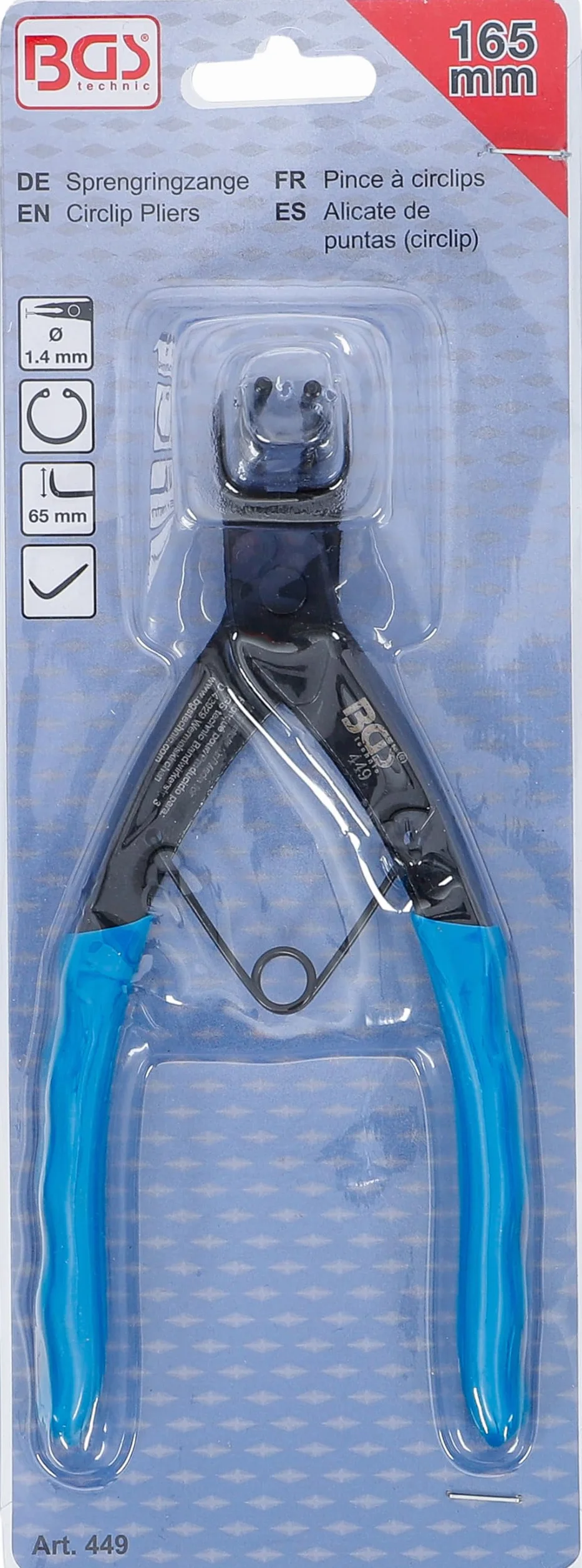 BGS 449 Pinza per anelli seeger 90° 165 mm