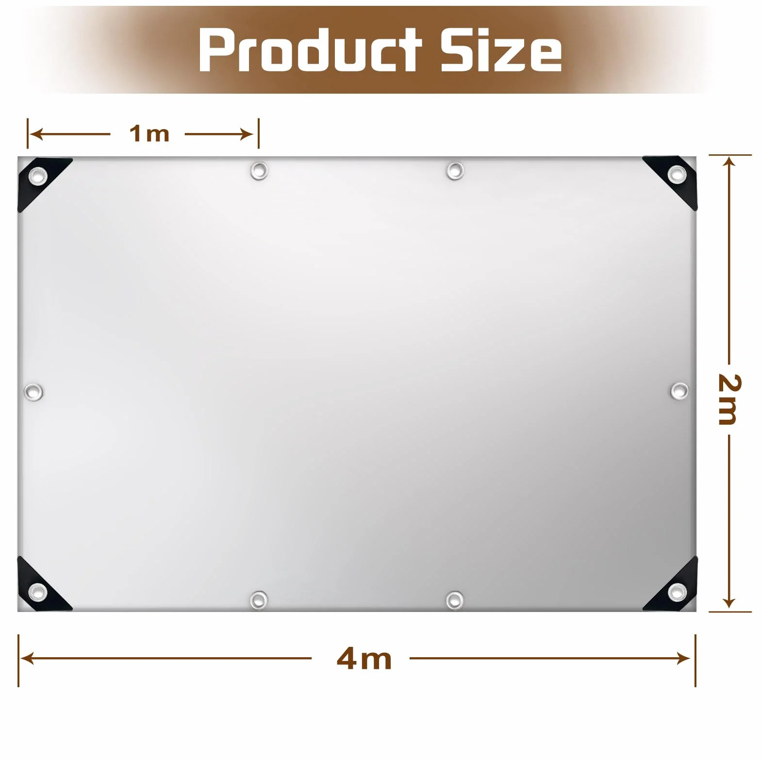 Telone Impermeabile per Esterno 2x4 m Telo Occhiellato Rinforzato in PE 160g/m² Copertura per Piscina Auto, Mobili da Giardino, Antipioggia e Antivento