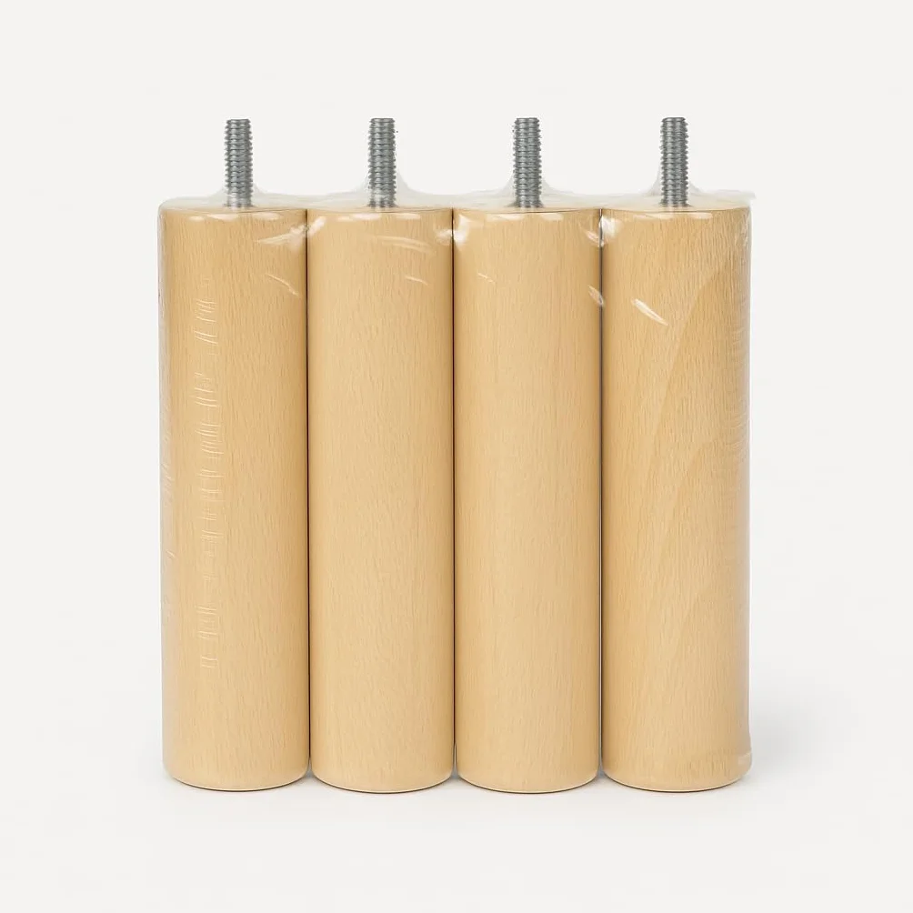 La Fabrique de Pieds Set di 4 Gambe per Letto Legno Verniciato Chiaro 25 x 6 x 6 cm