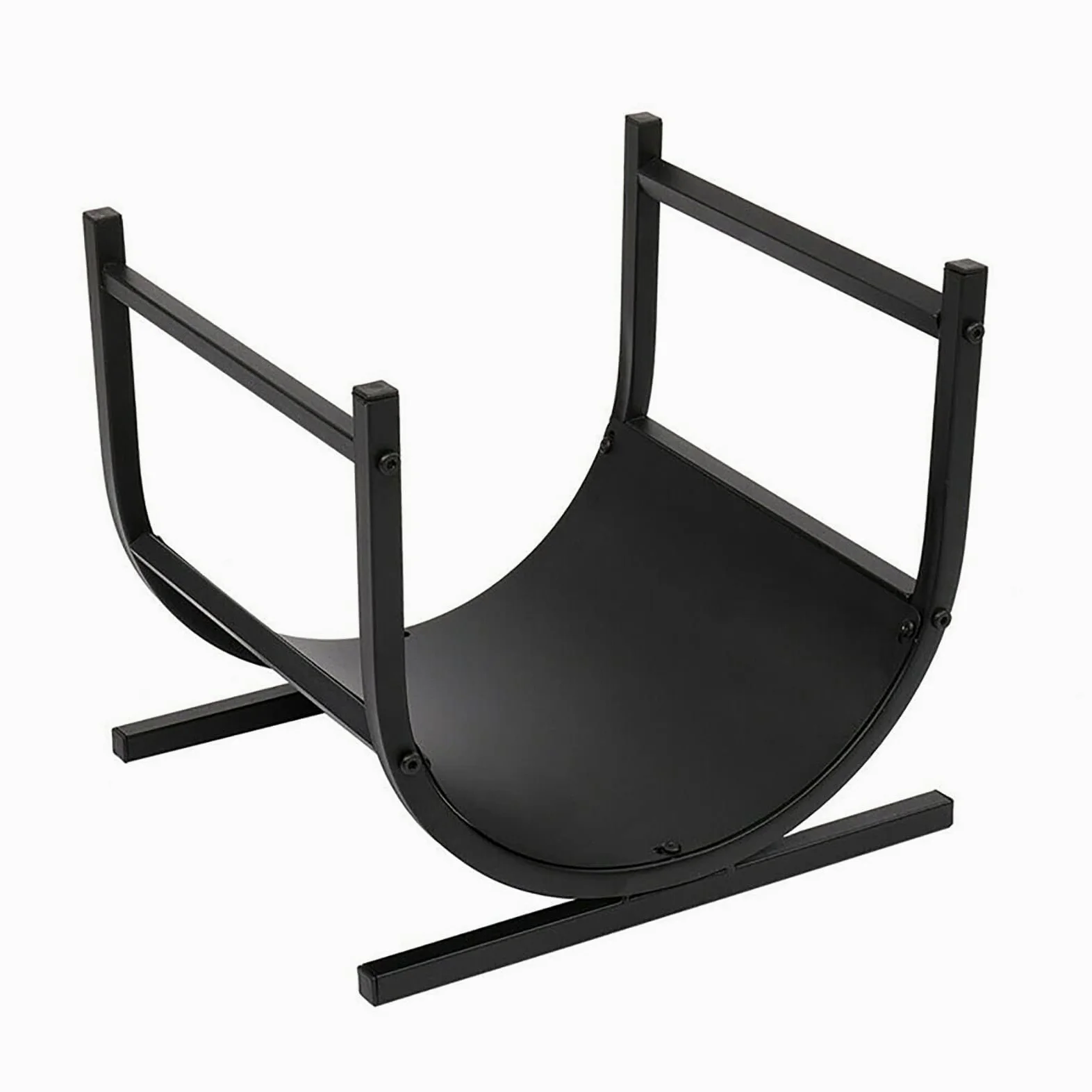 Portalegna da ardere in metallo dal design a semicerchio Nero, portalegna da ardere in ferro battuto massiccio Portalegna da giardino per interni ed esterni