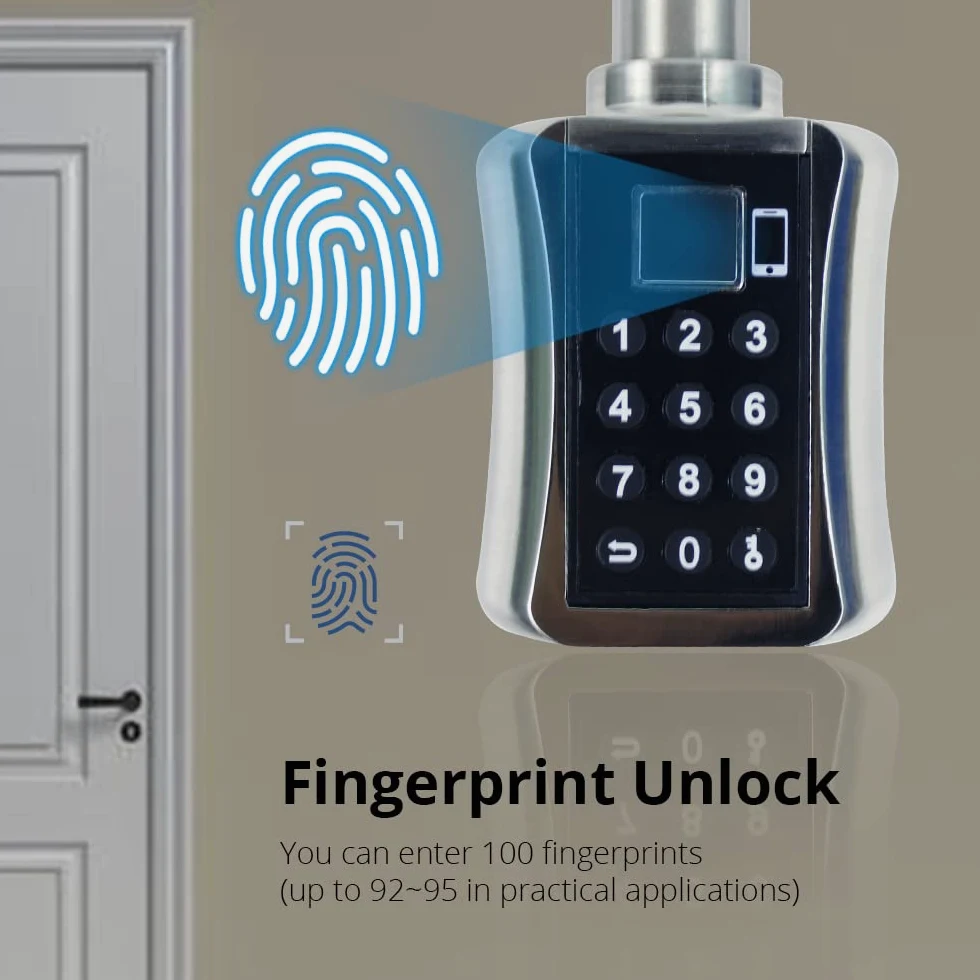 zemismart Bloccaggio elettronico con codice password BLE, serratura intelligente biometrica con impronte digitali, tastiera/chiave/APP per sbloccare lo stile europeo per la sicurezza domestica (30/30)