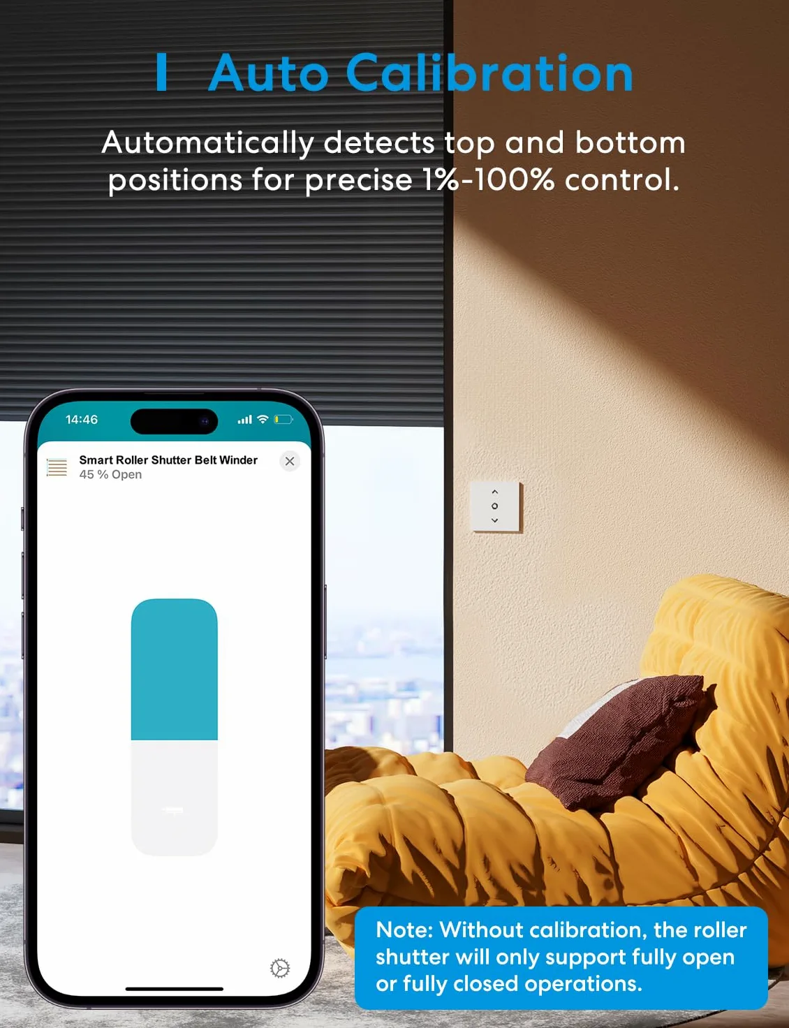 meross Interruttore per tapparelle opaco Smart (cavo neutro necessario), interruttore per tenda compatibile con HomeKit, Alexa e Google Home, controllo percentuale, controllo vocale e telecomando