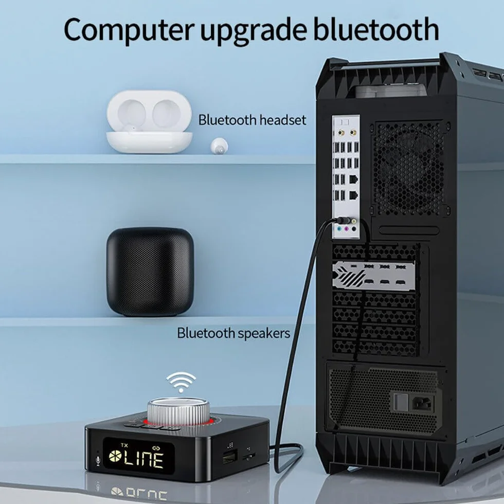 DollaTek Adattatore audio wireless 2 in 1 compatibile con Bluetooth Trasmettitore ricevitore leggero per TV PC Stereo Connect Speaker Cuffie